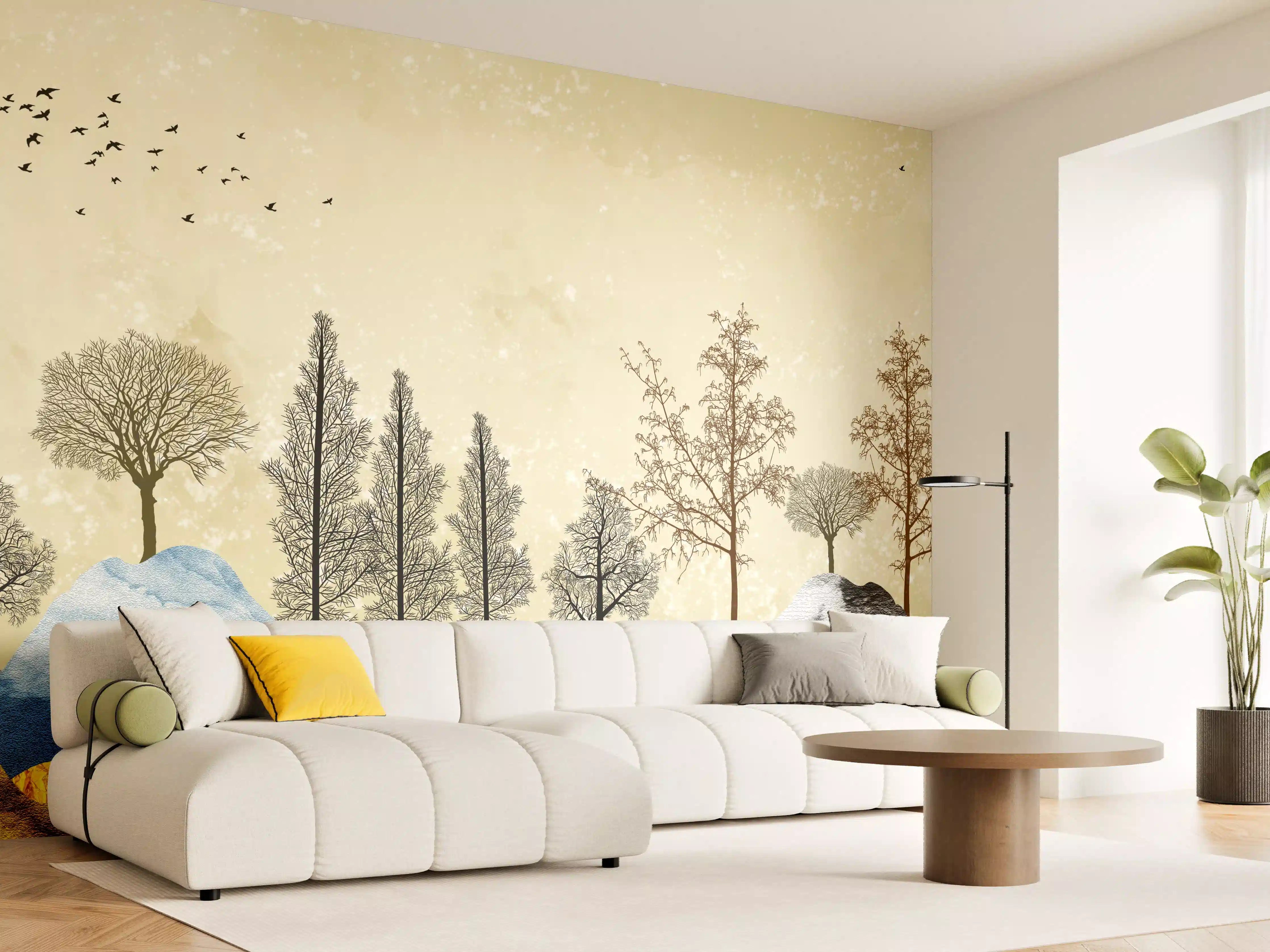 Wandverkleidung Wohnzimmer - Herbstliches Gemälde