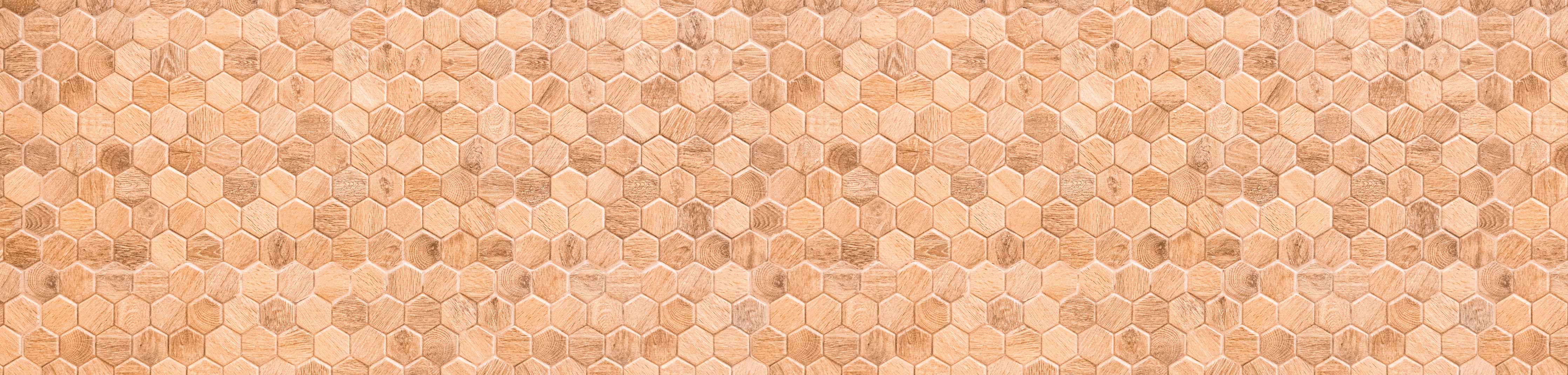 Wandverkleidung Wohnzimmer-Hexagon Holz Wabenmuster