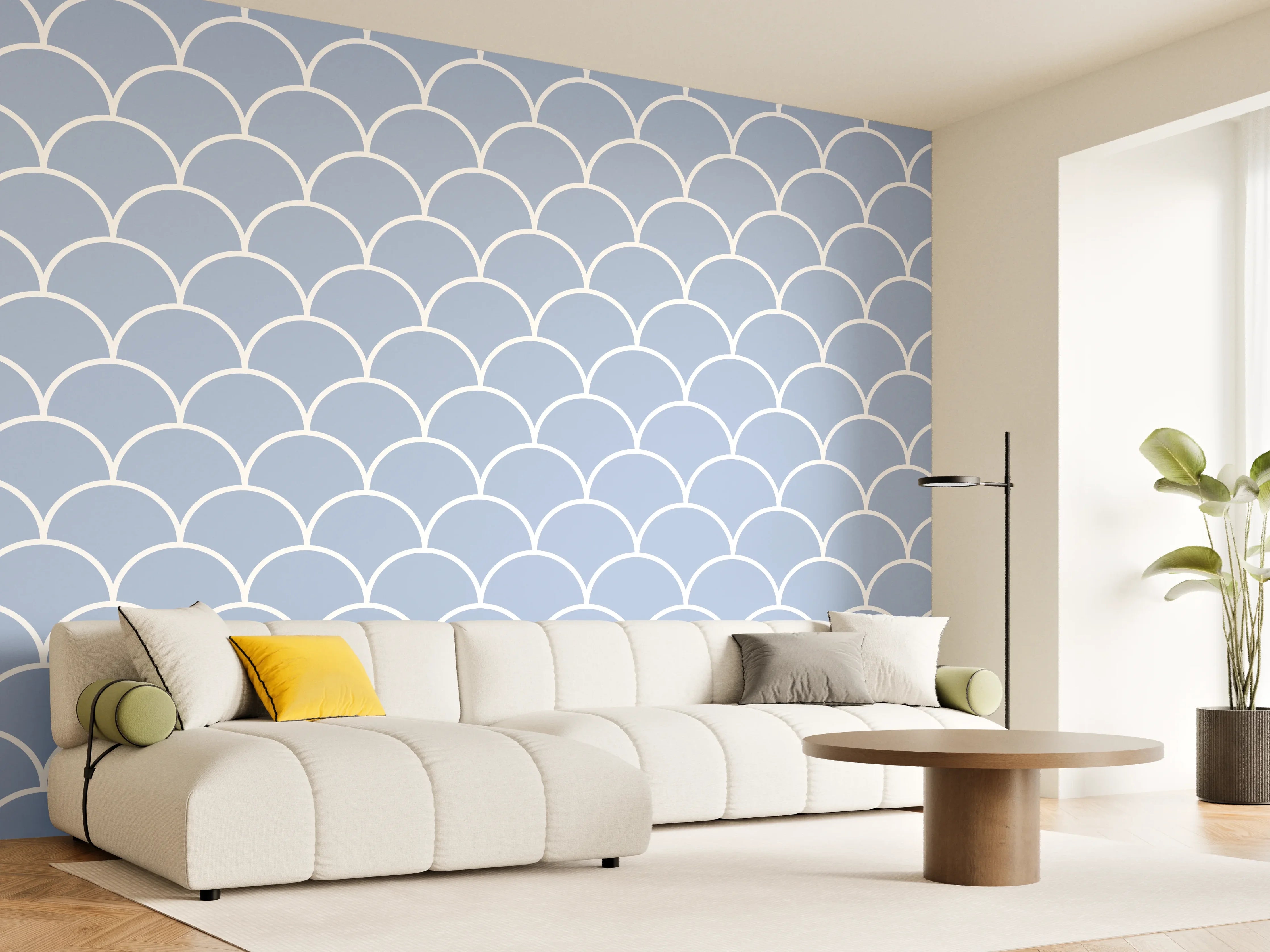 Wandverkleidung Wohnzimmer - Himmel und Meer Motiv mit sanften Wellen