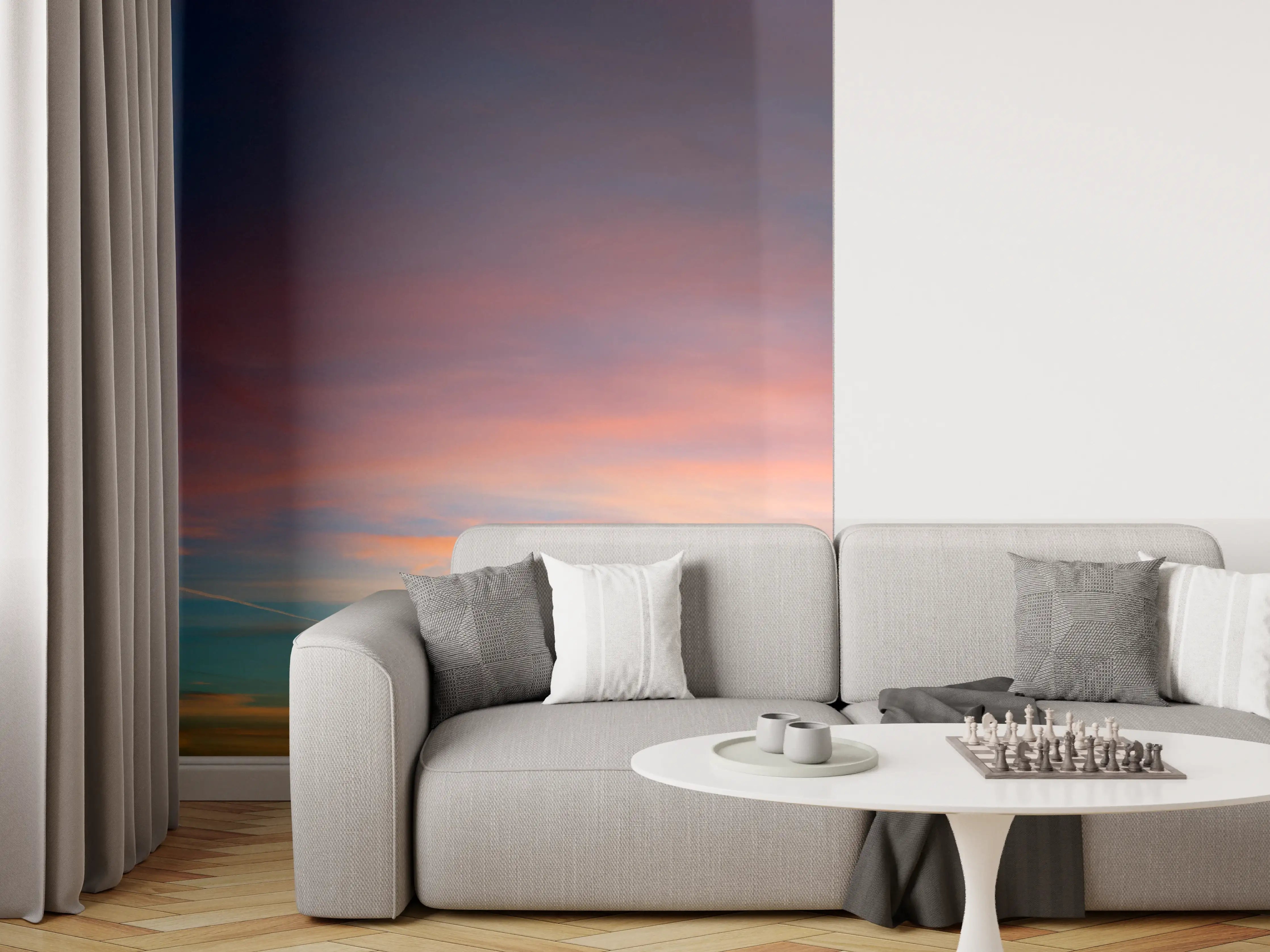 Wandverkleidung Wohnzimmer - Himmelspanorama bei Sonnenuntergang