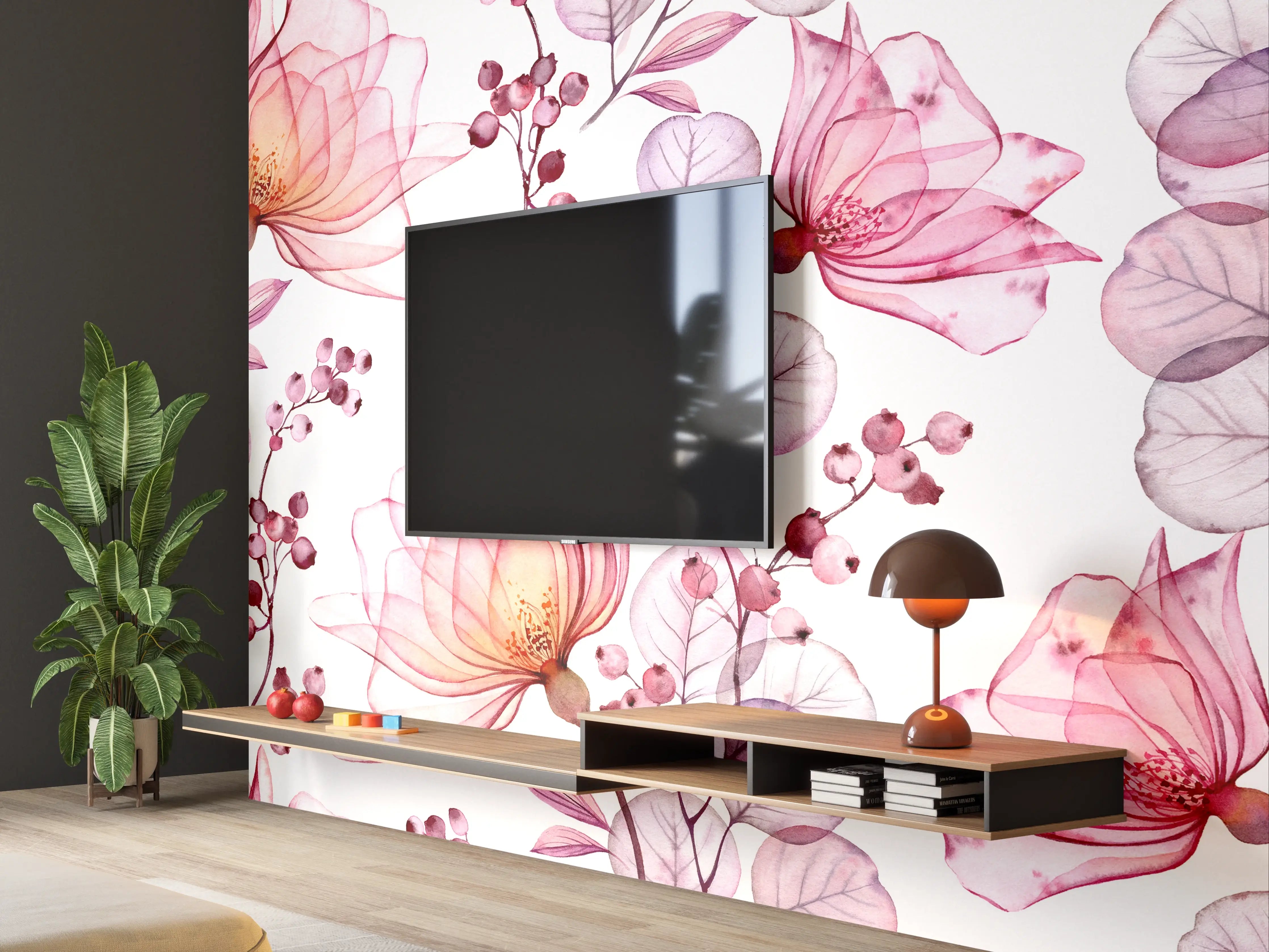 Wandverkleidung Wohnzimmer - Himmlisches Blumendesign
