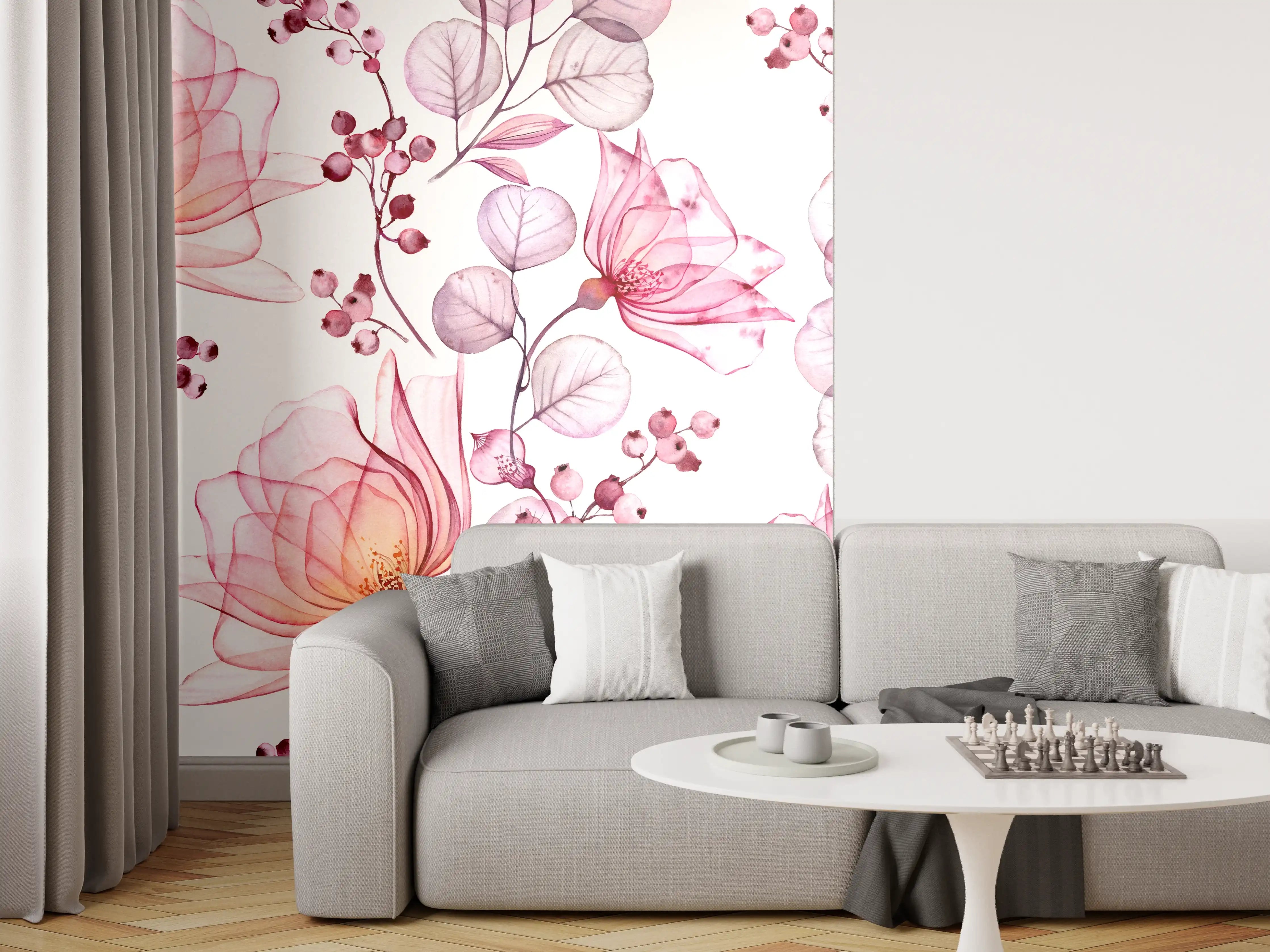 Wandverkleidung Wohnzimmer - Himmlisches Blumendesign