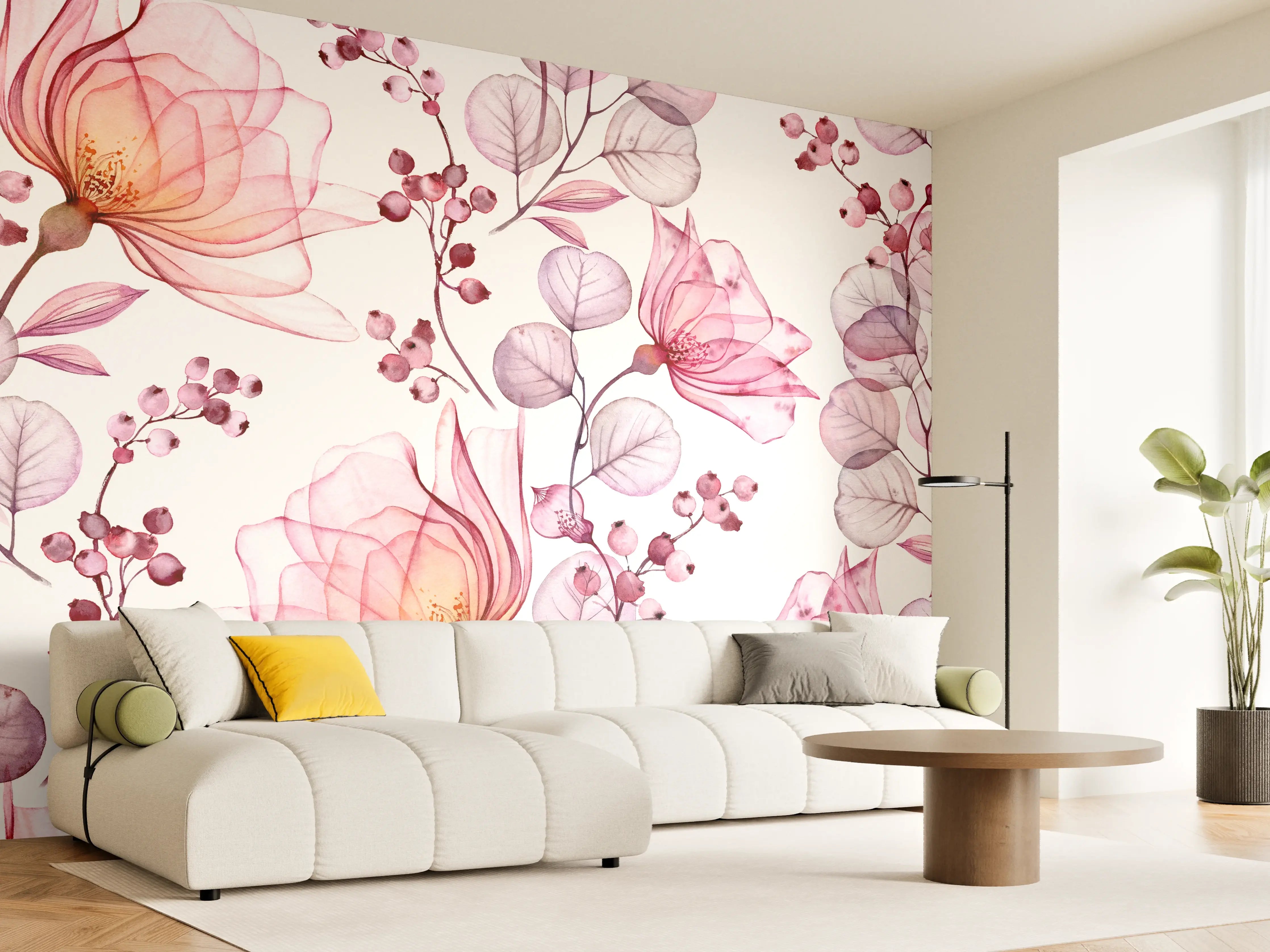 Wandverkleidung Wohnzimmer - Himmlisches Blumendesign