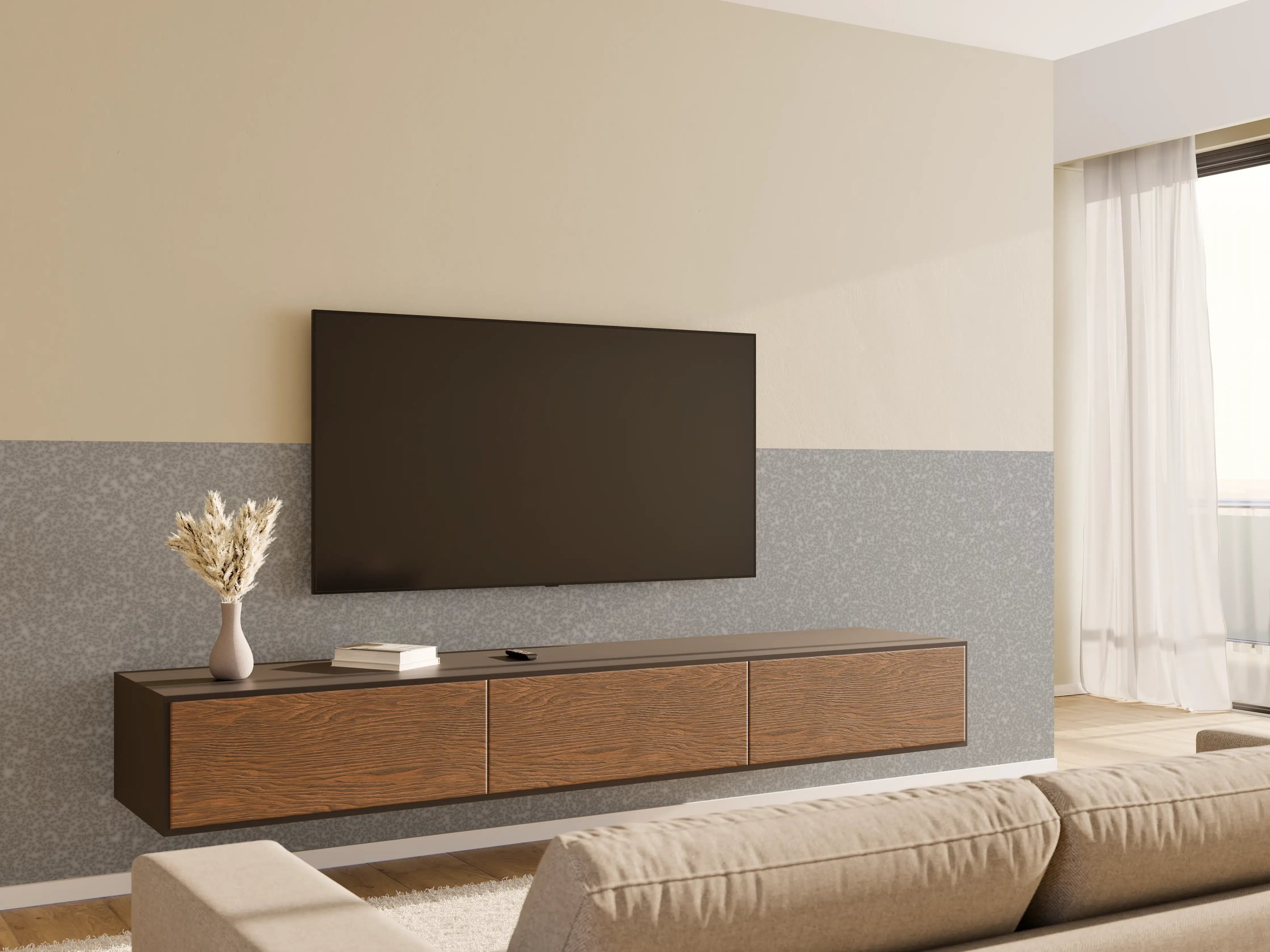 Wandverkleidung Wohnzimmer - Hintergrund in Grau mit feinen Texturen
