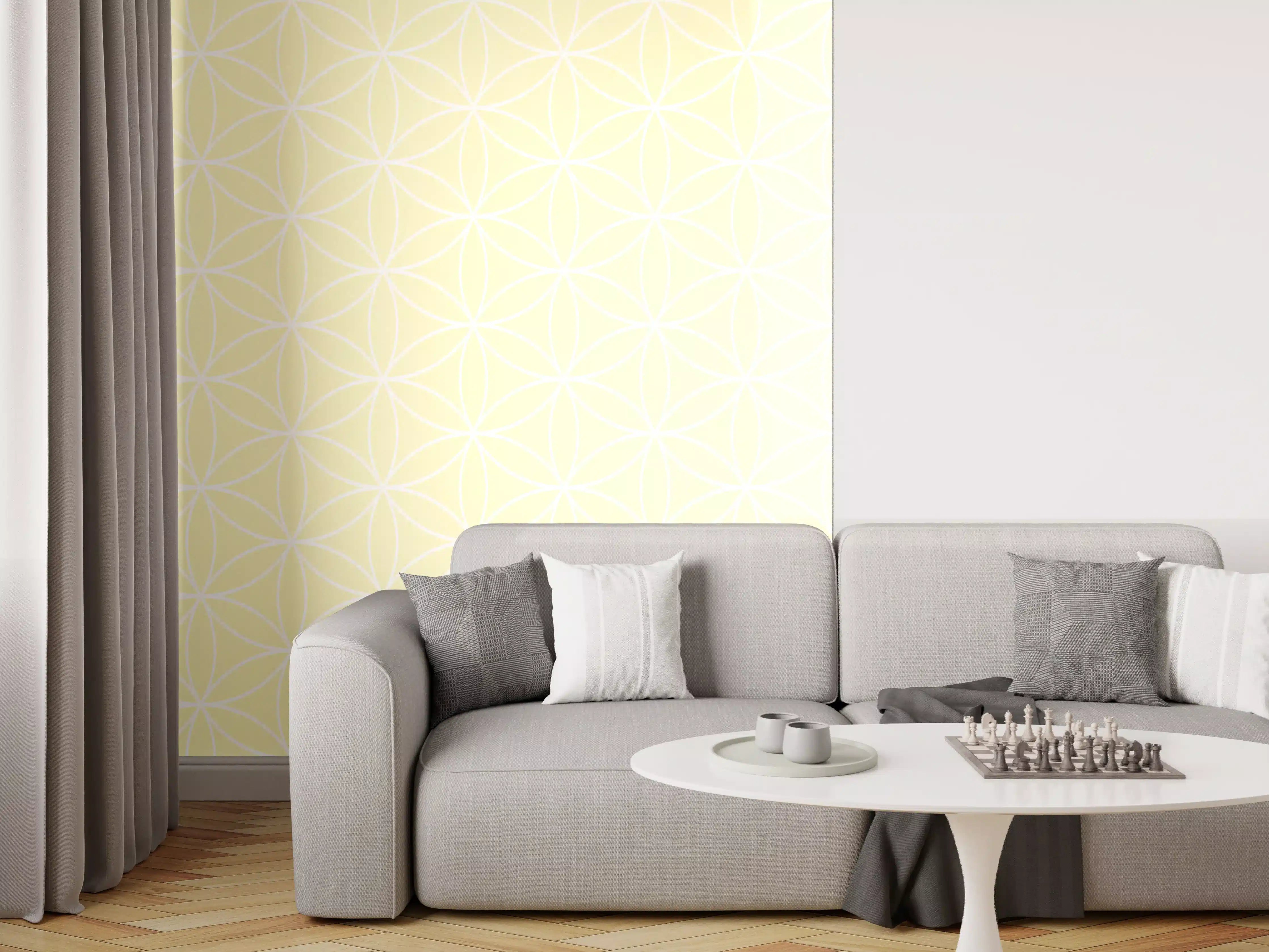 Wandverkleidung Wohnzimmer - Hintergrundmuster in Pastellgelb