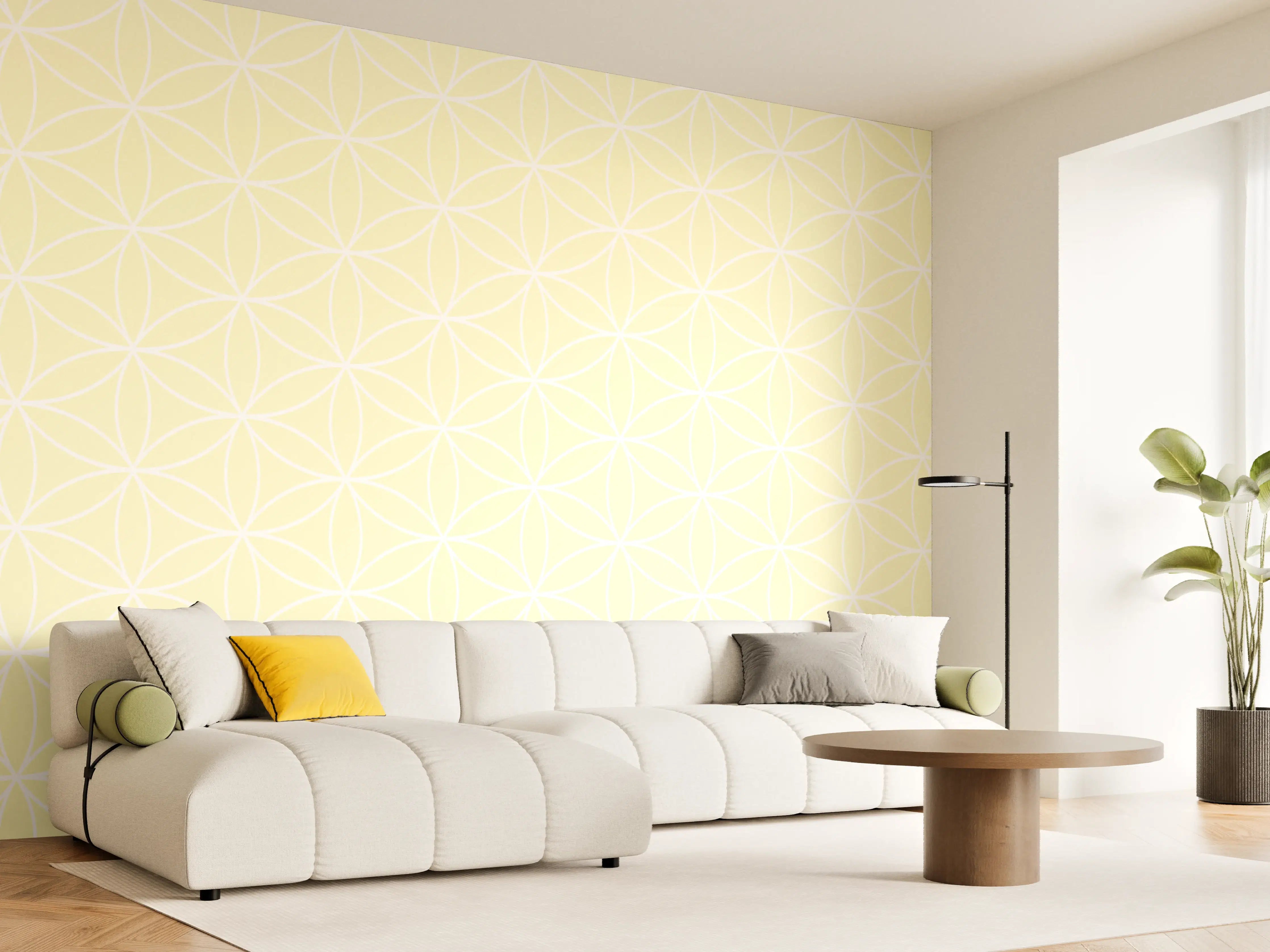 Wandverkleidung Wohnzimmer - Hintergrundmuster in Pastellgelb