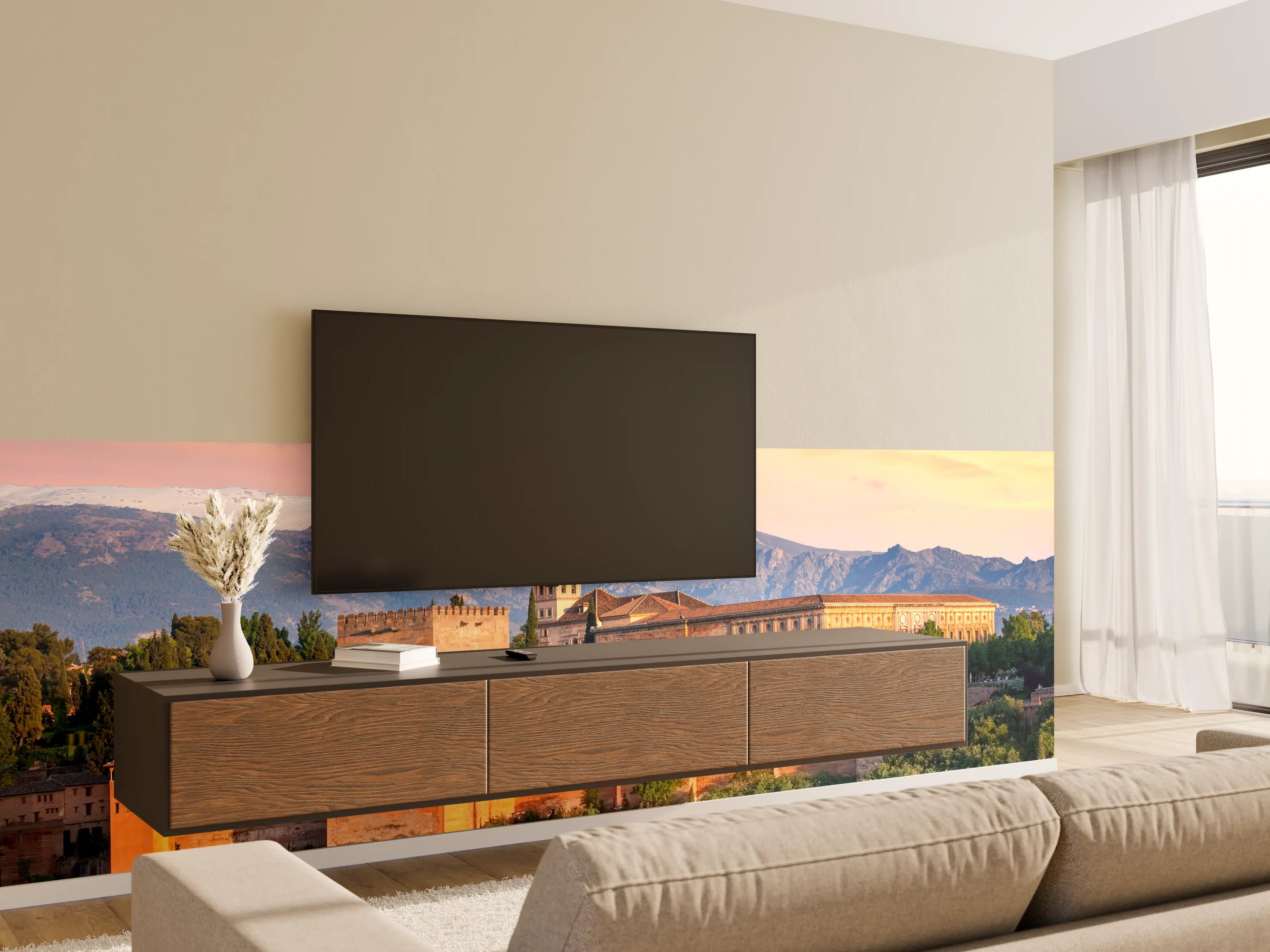 Wandverkleidung Wohnzimmer - Historisches Schloss bei Sonnenuntergang