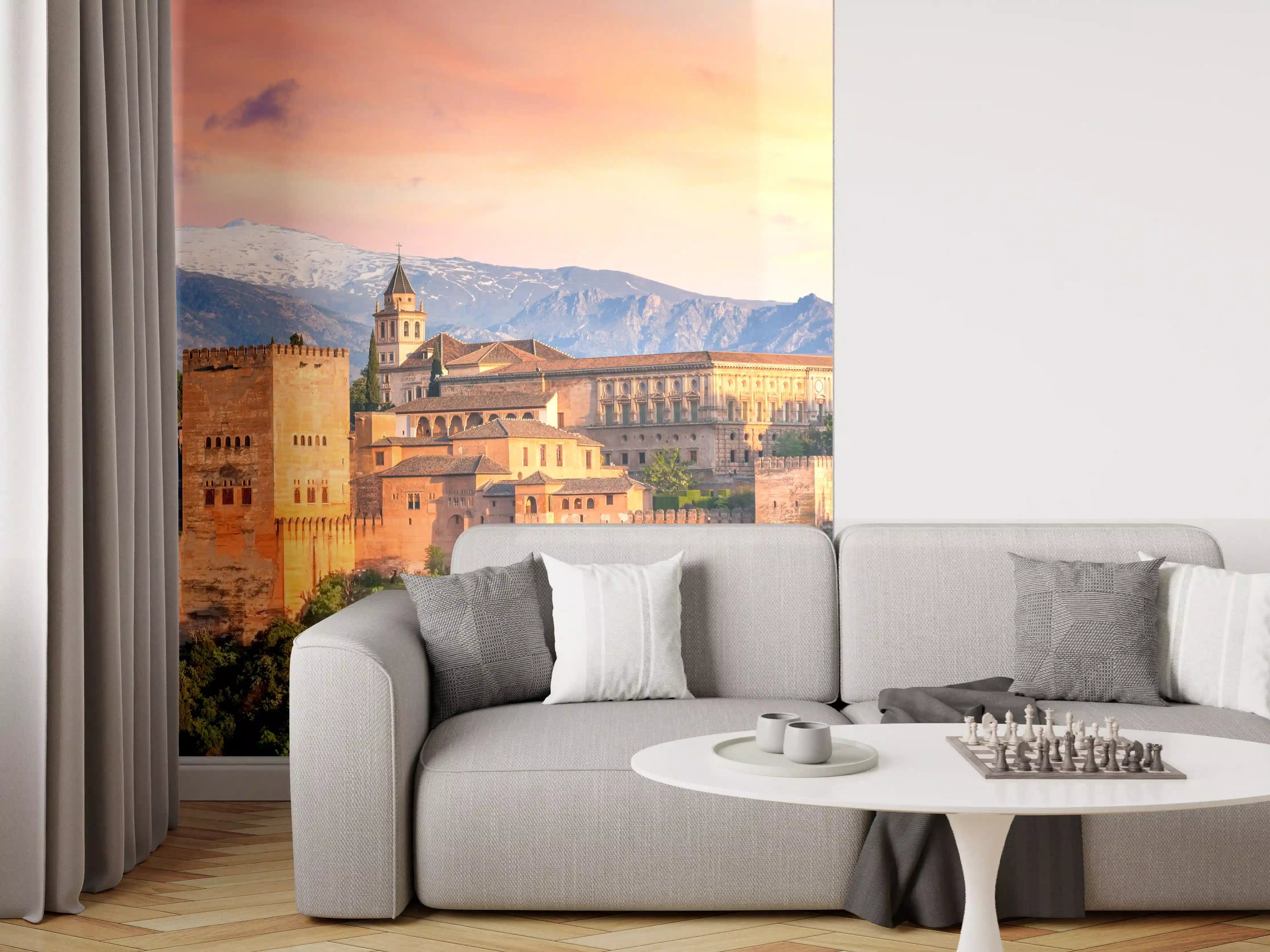 Wandverkleidung Wohnzimmer - Historisches Schloss bei Sonnenuntergang