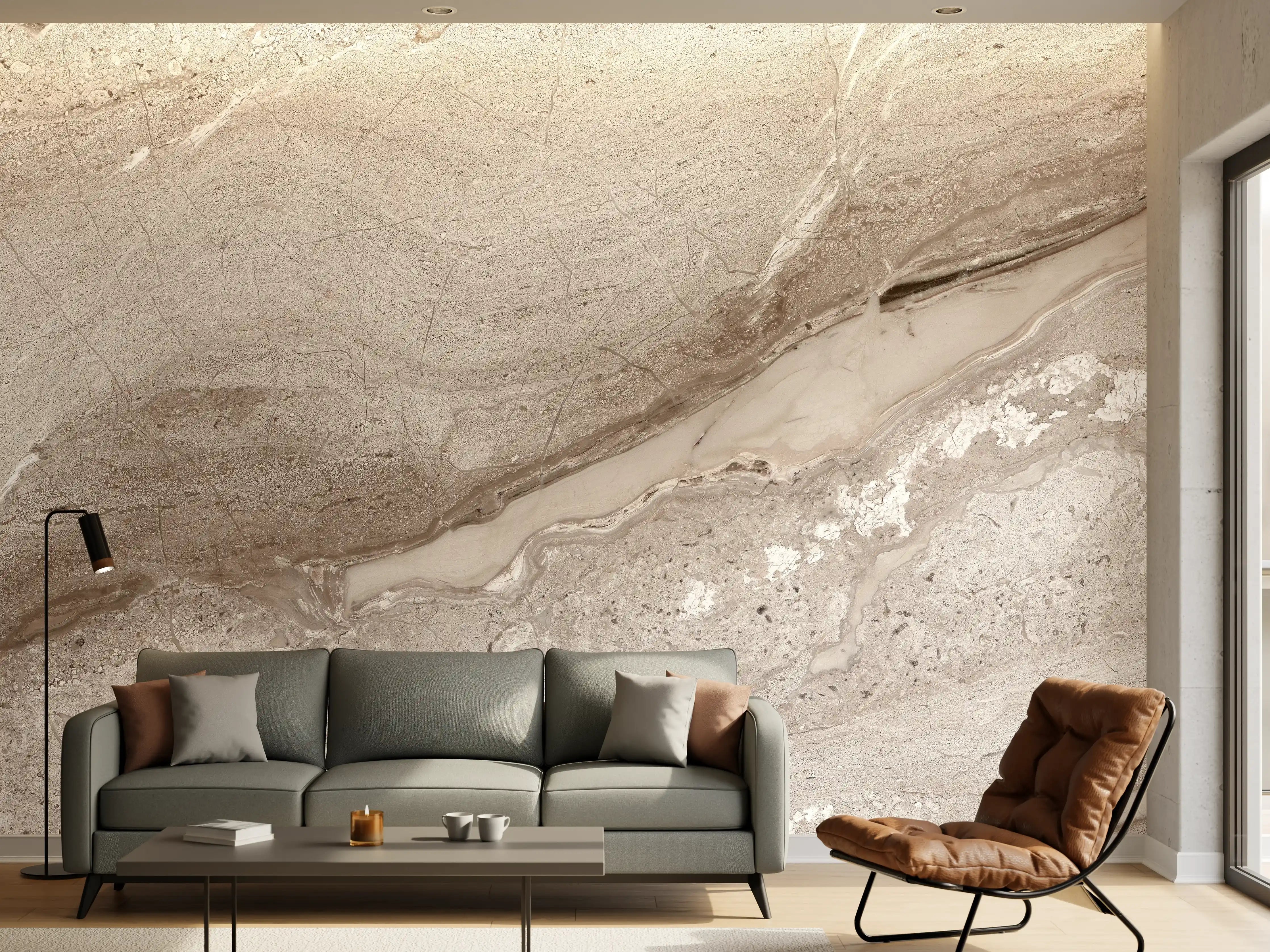 Wandverkleidung Wohnzimmer - Hochwertige Fliesen im eleganten Steindesign