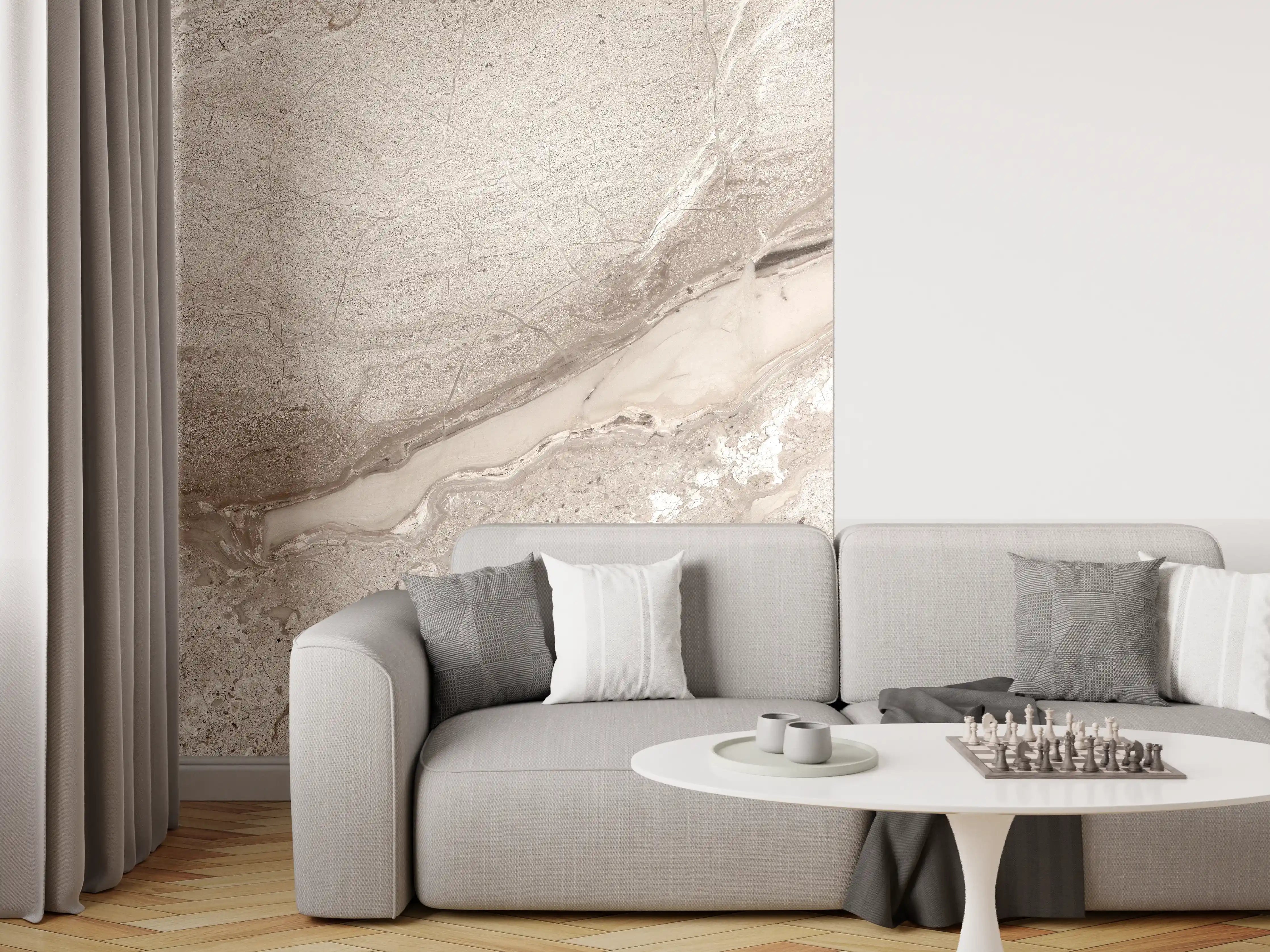 Wandverkleidung Wohnzimmer - Hochwertige Fliesen im eleganten Steindesign