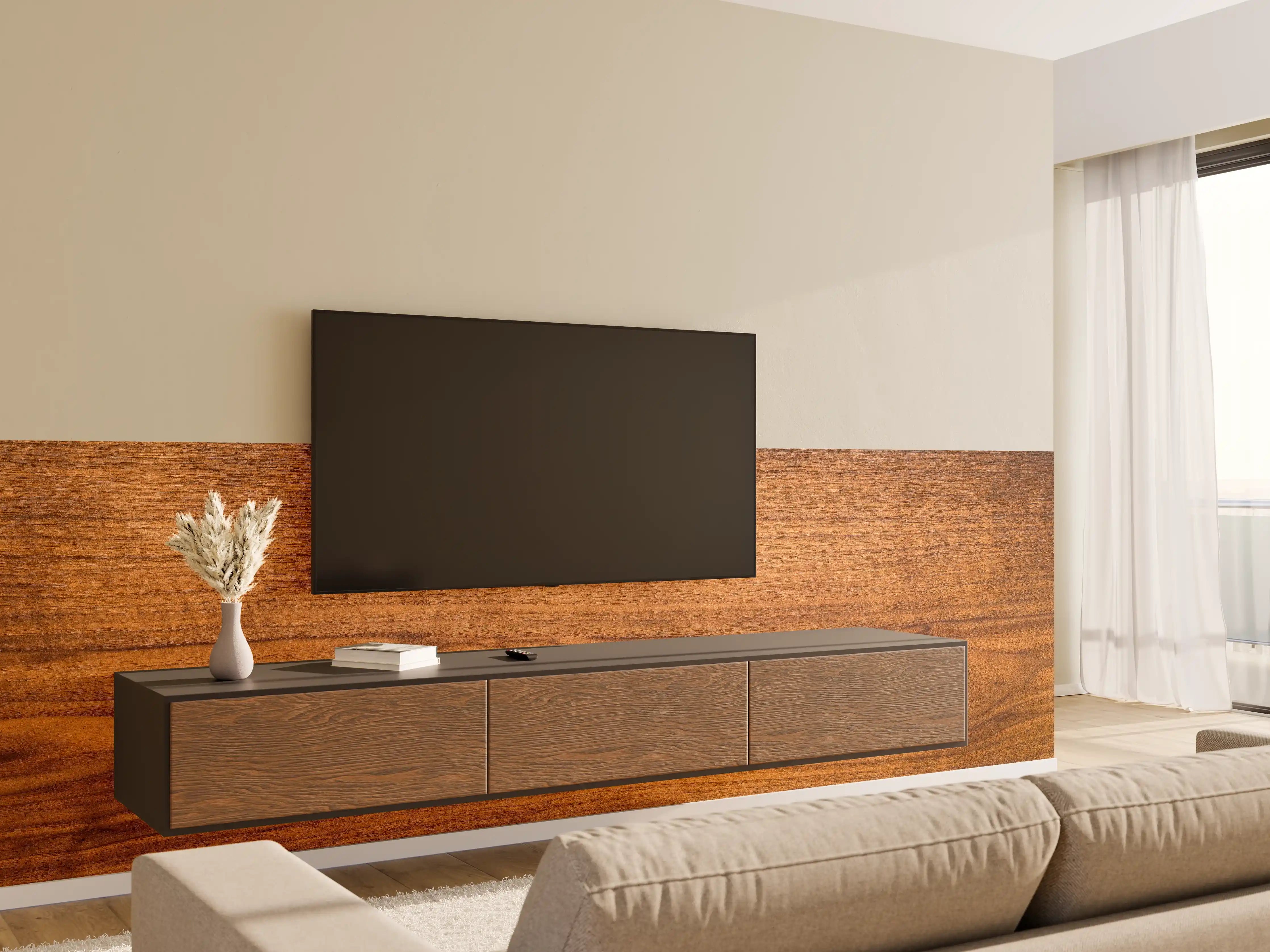 Wandverkleidung Wohnzimmer - Hochwertige Holzoptik – Natürliche Eleganz