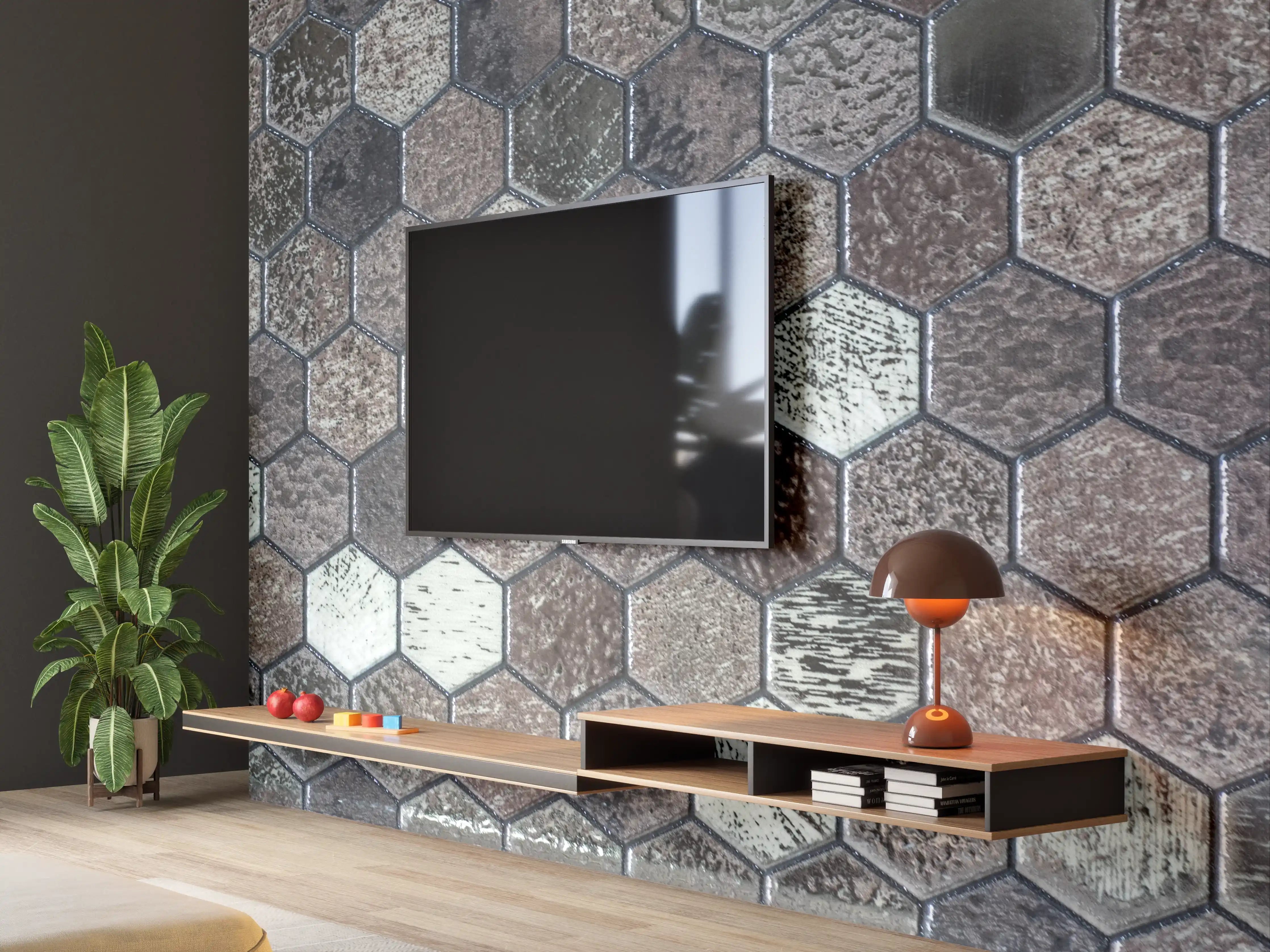 Wandverkleidung Wohnzimmer - Hochwertige Mosaikfliesen in Erdtönen
