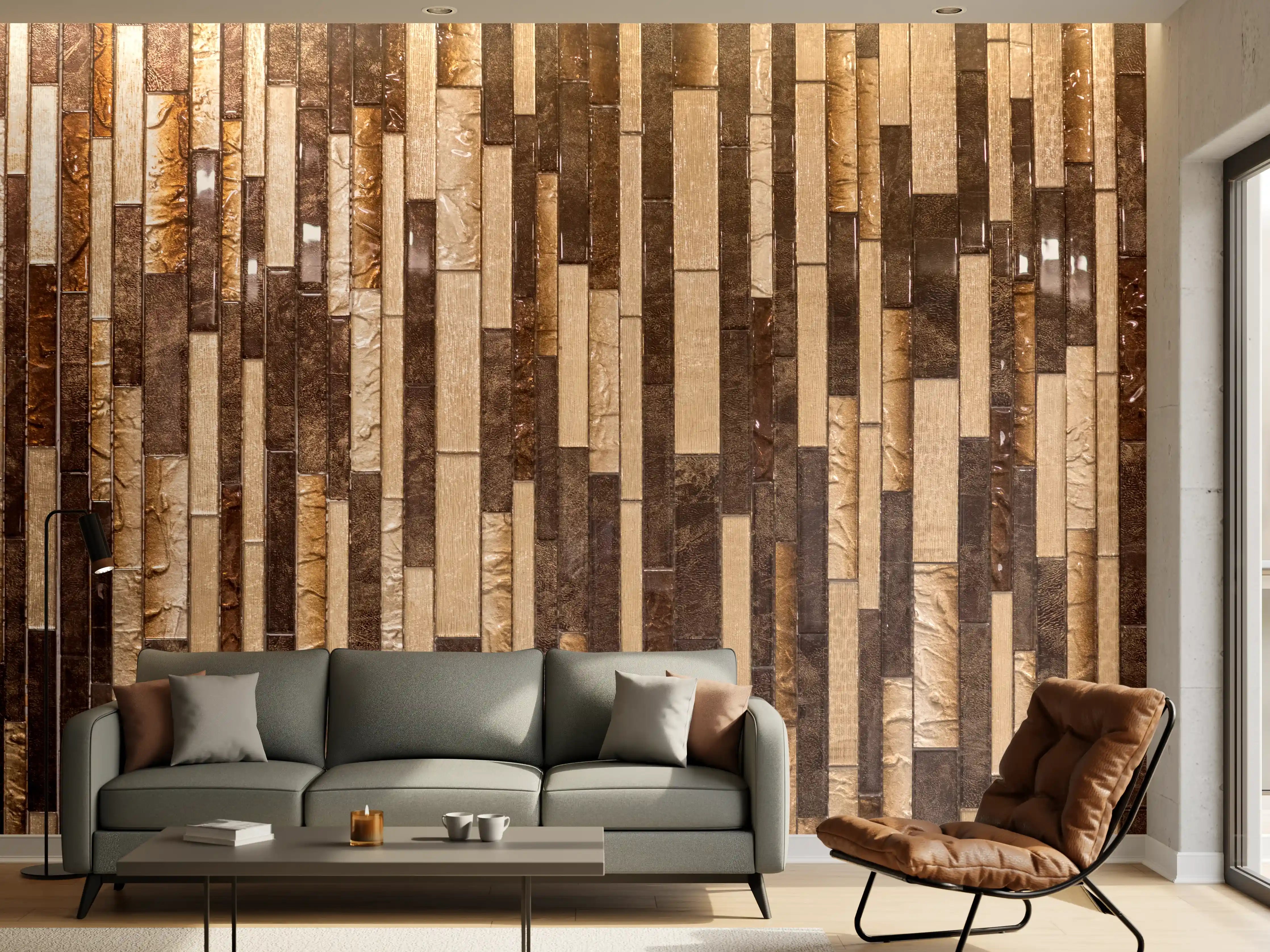 Wandverkleidung Wohnzimmer - Hochwertige Mosaikwand aus Naturstein