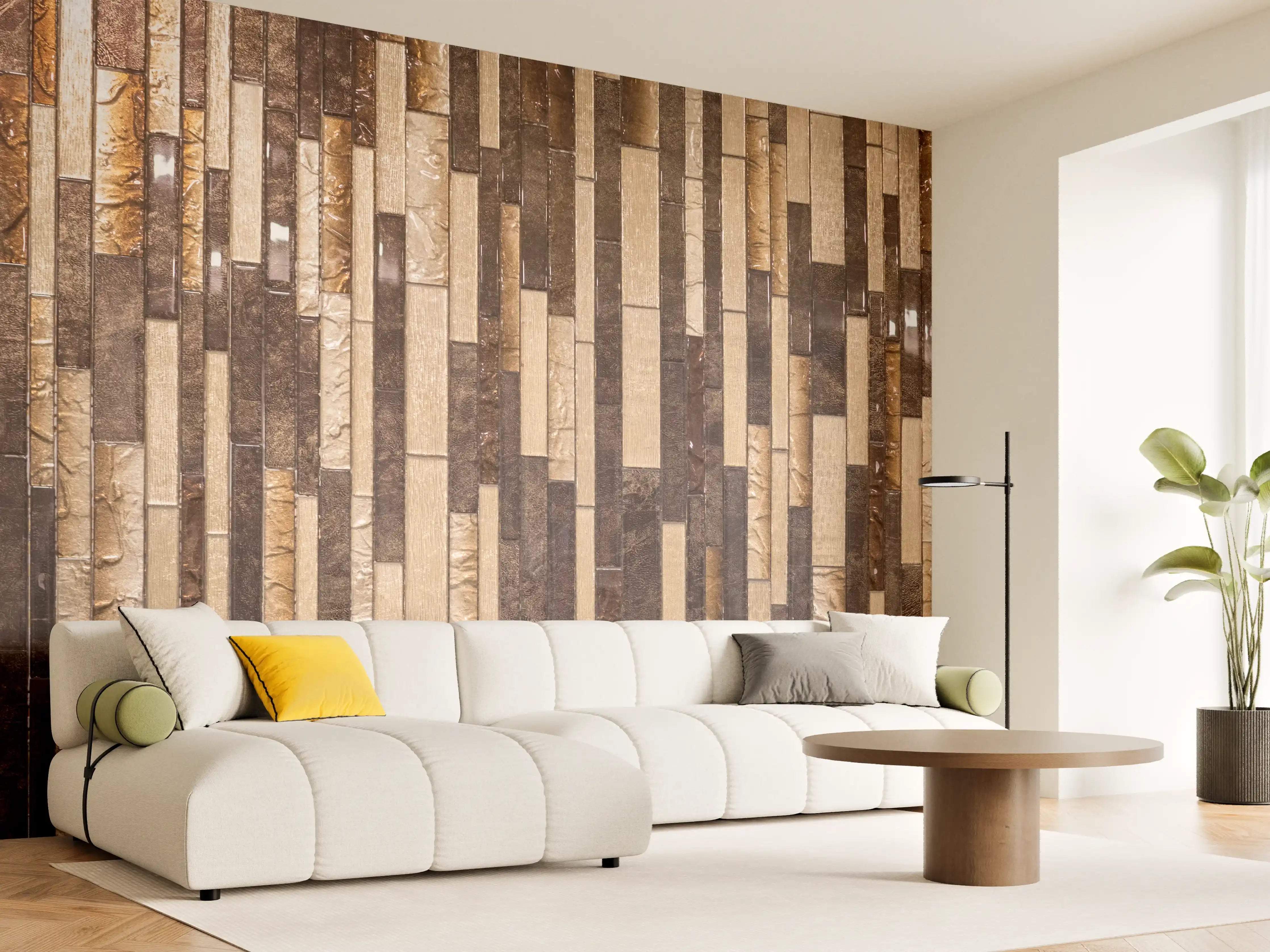 Wandverkleidung Wohnzimmer - Hochwertige Mosaikwand aus Naturstein