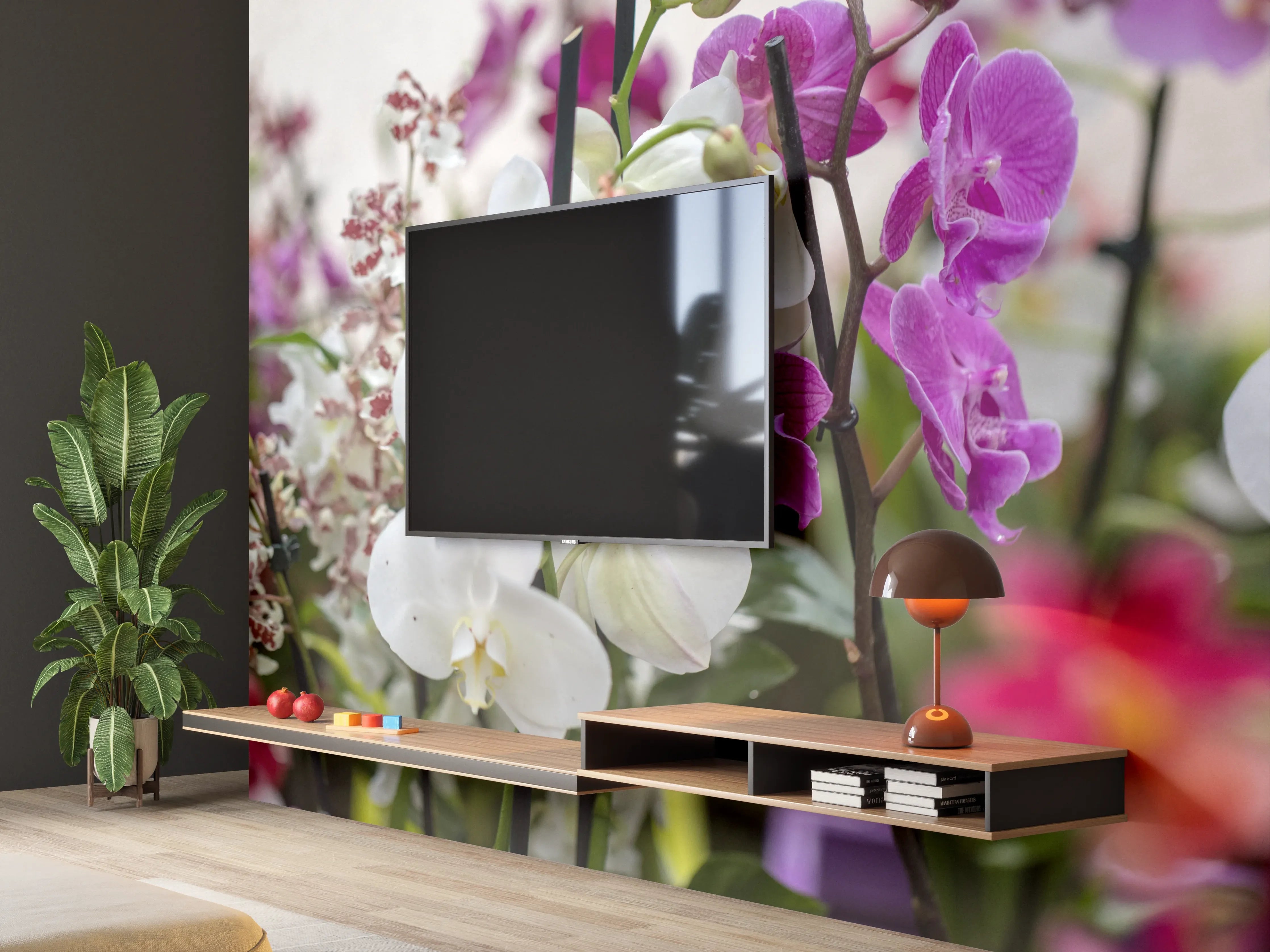 Wandverkleidung Wohnzimmer - Hochwertige Orchideen Blütenpracht