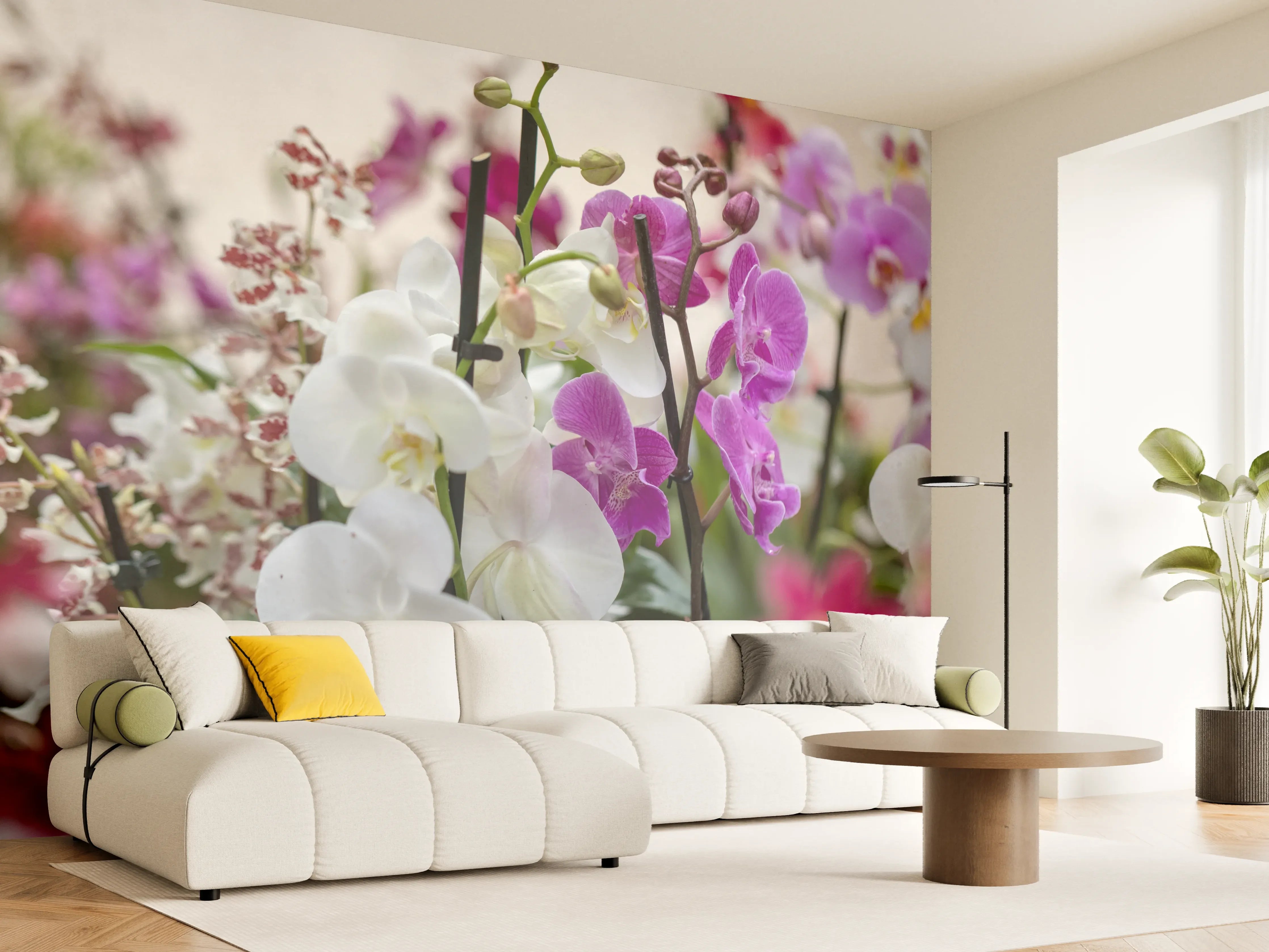Wandverkleidung Wohnzimmer - Hochwertige Orchideen Blütenpracht