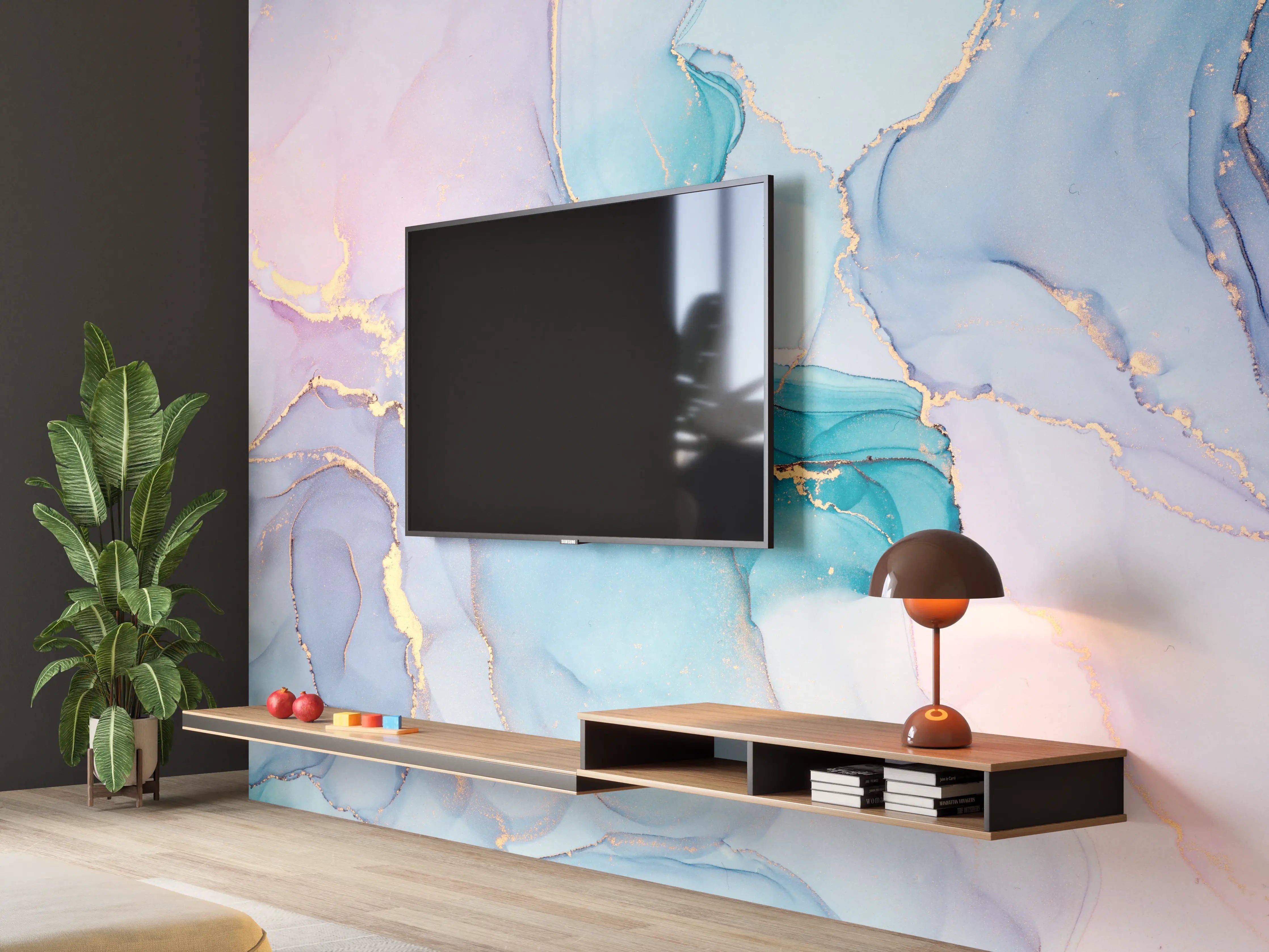 Wandverkleidung Wohnzimmer - Hochwertige abstrakte Aquarellkunst