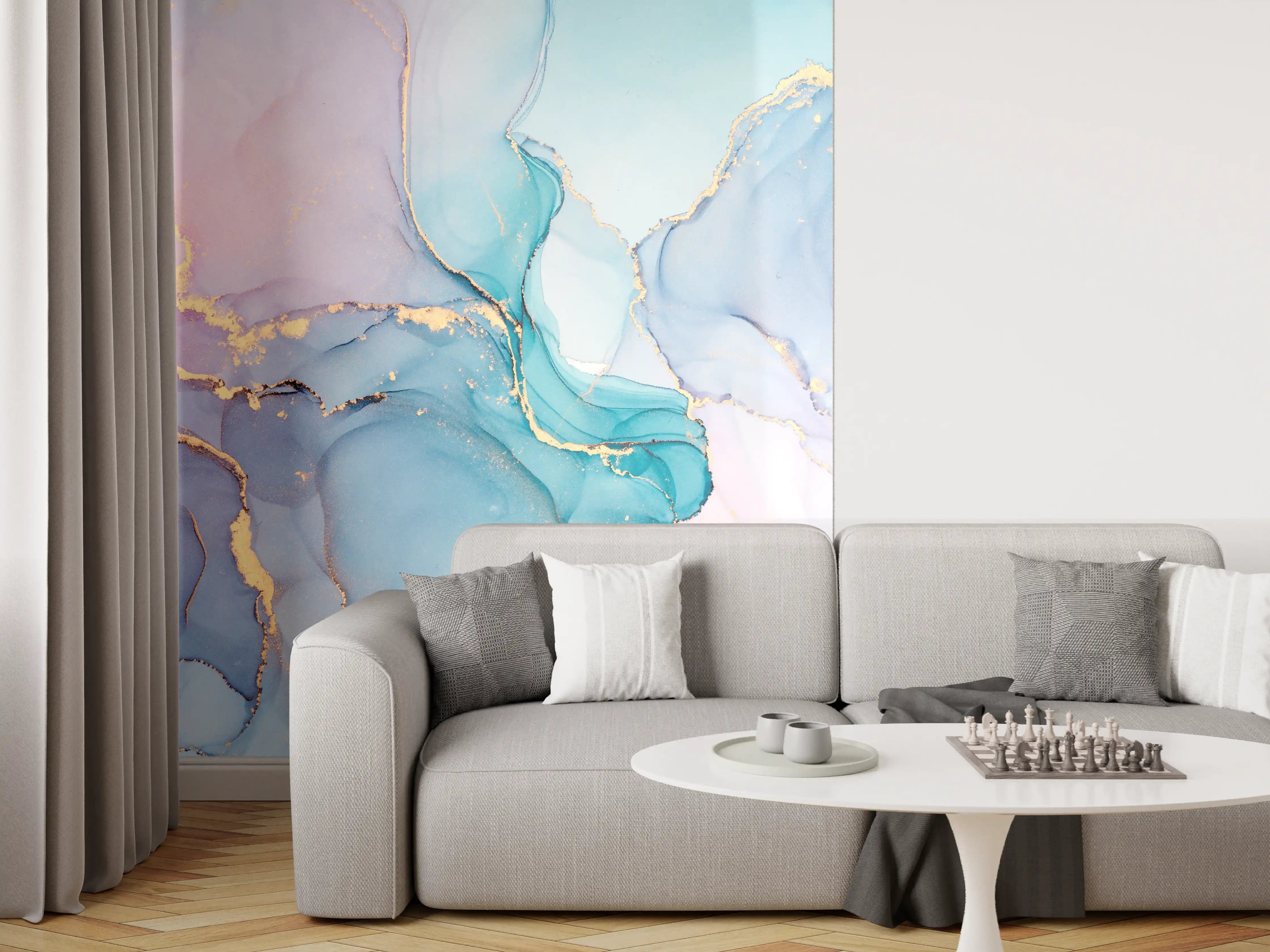 Wandverkleidung Wohnzimmer - Hochwertige abstrakte Aquarellkunst