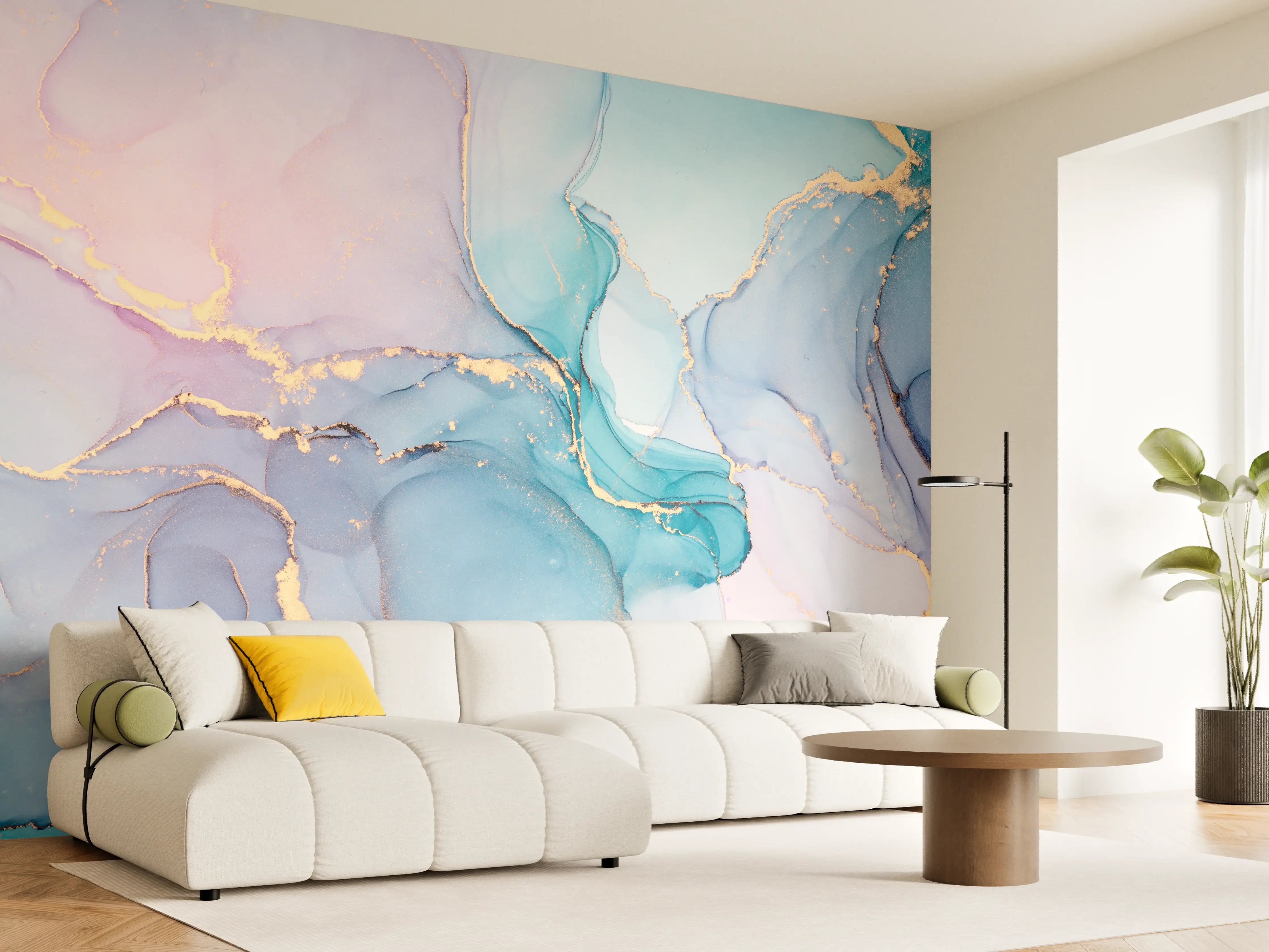 Wandverkleidung Wohnzimmer - Hochwertige abstrakte Aquarellkunst