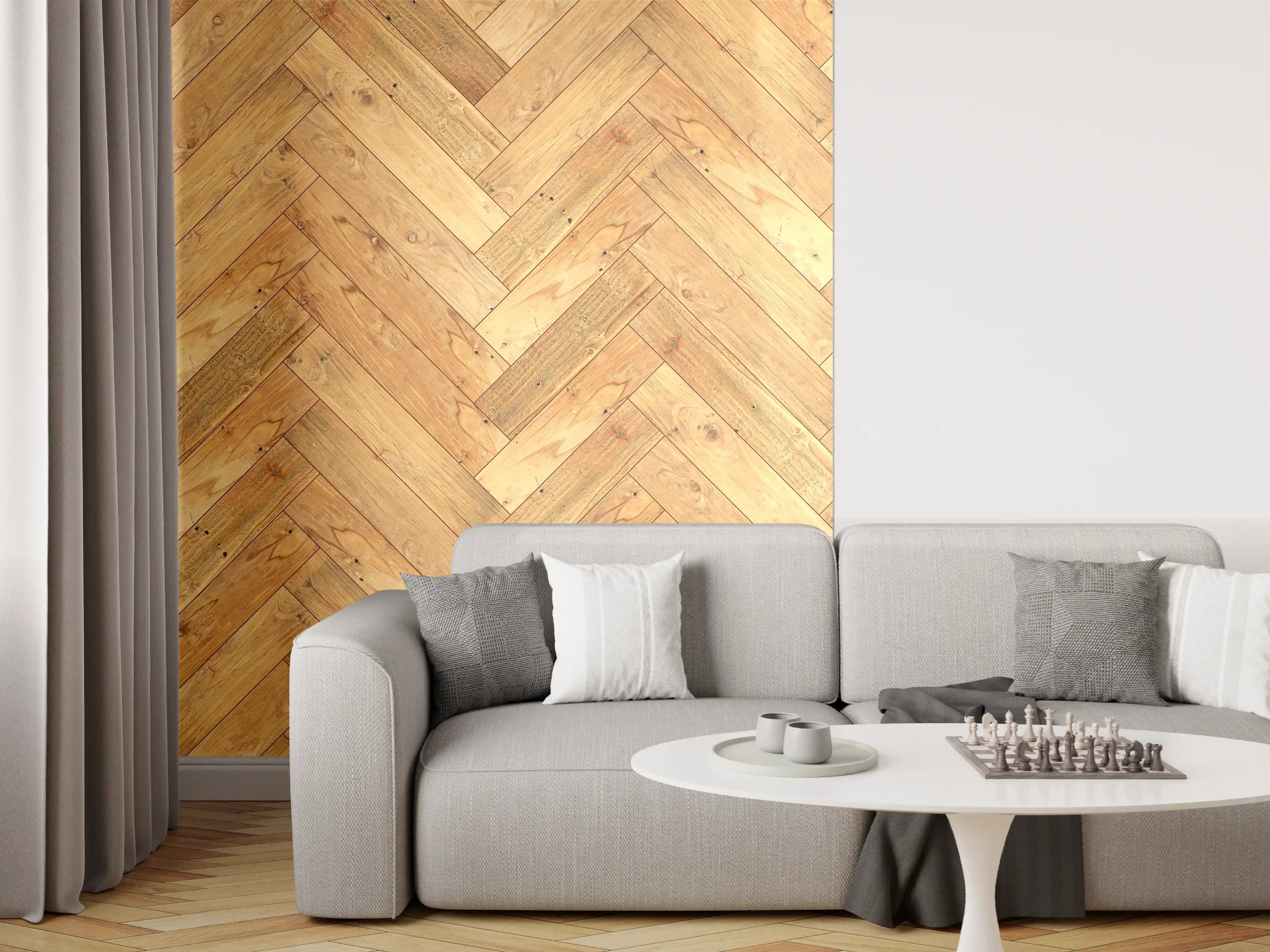 Wandverkleidung Wohnzimmer - Hochwertiger Holzboden im klassischen Design