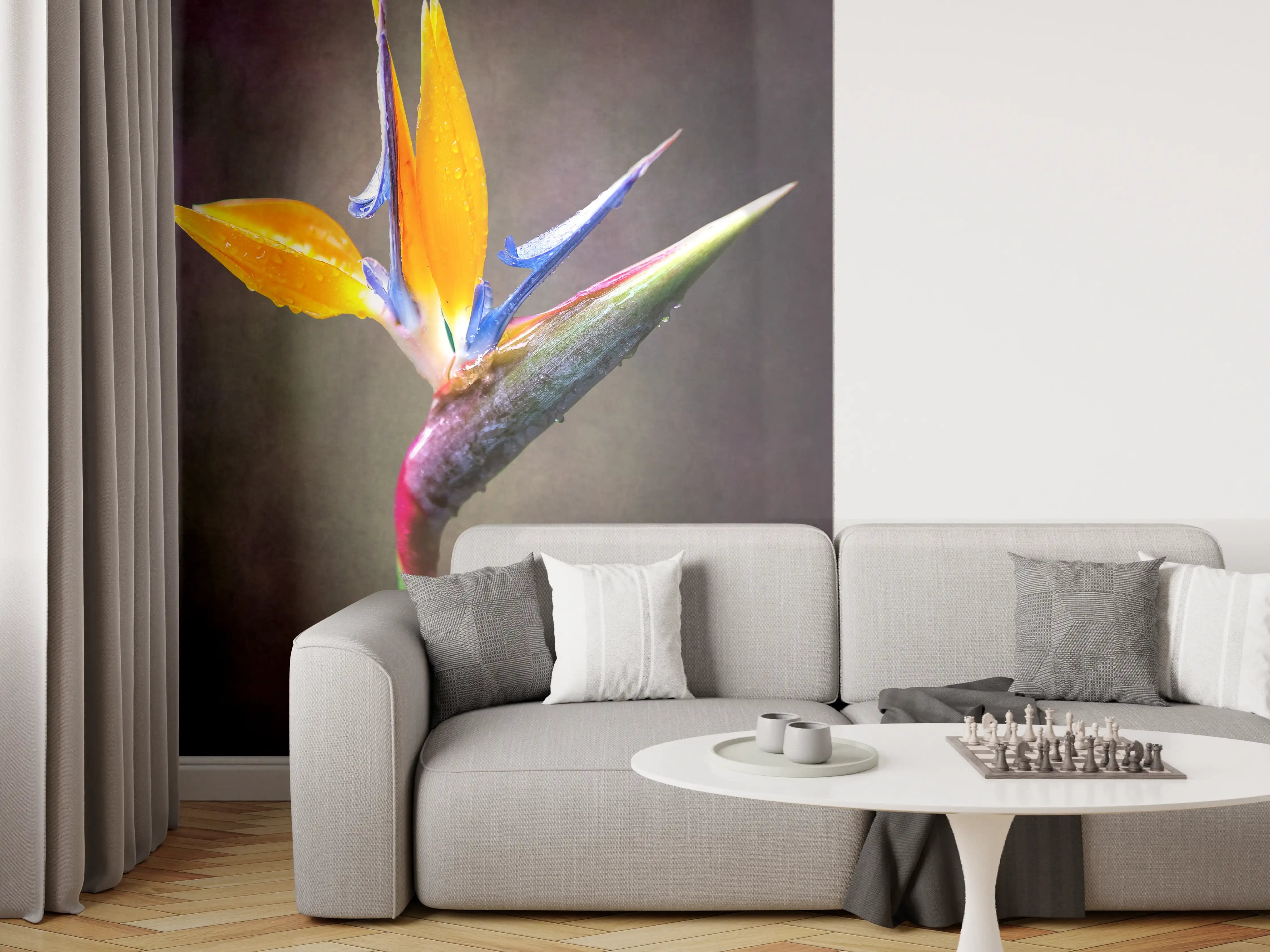Wandverkleidung Wohnzimmer - Hochwertiges Blumenbild mit leuchtenden Farben