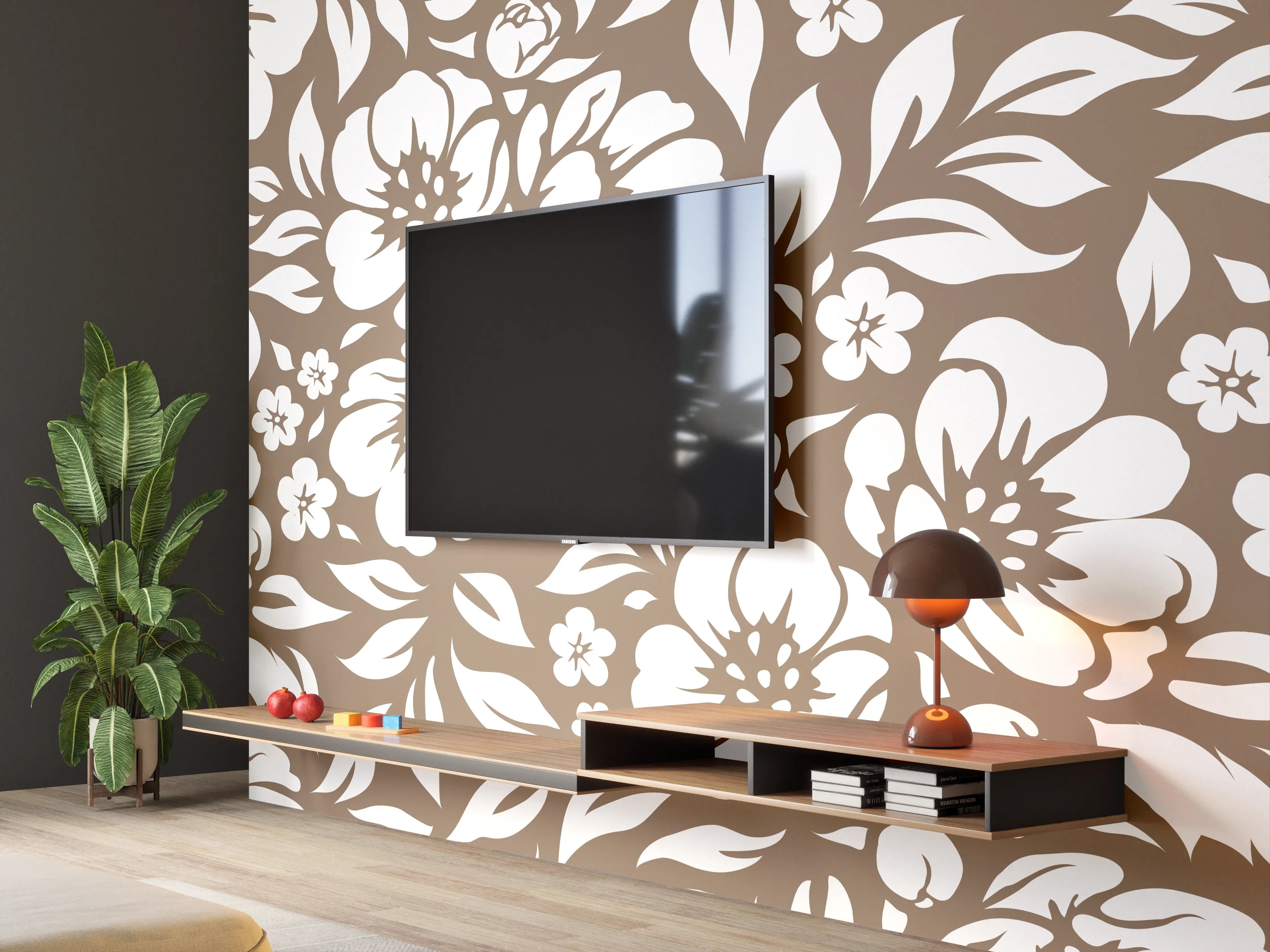 Wandverkleidung Wohnzimmer - Hochwertiges floral Muster – zeitlos schön