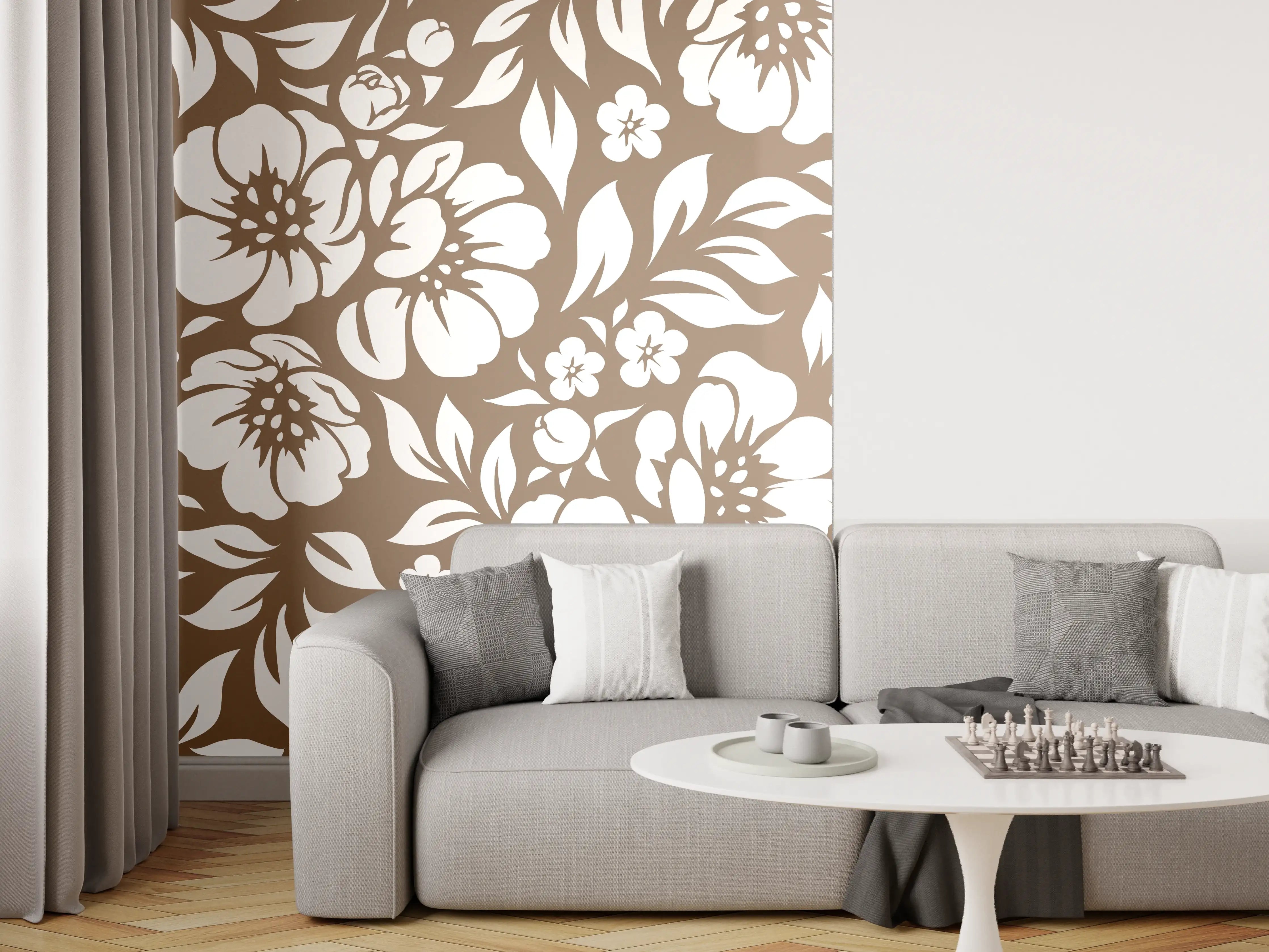 Wandverkleidung Wohnzimmer - Hochwertiges floral Muster – zeitlos schön