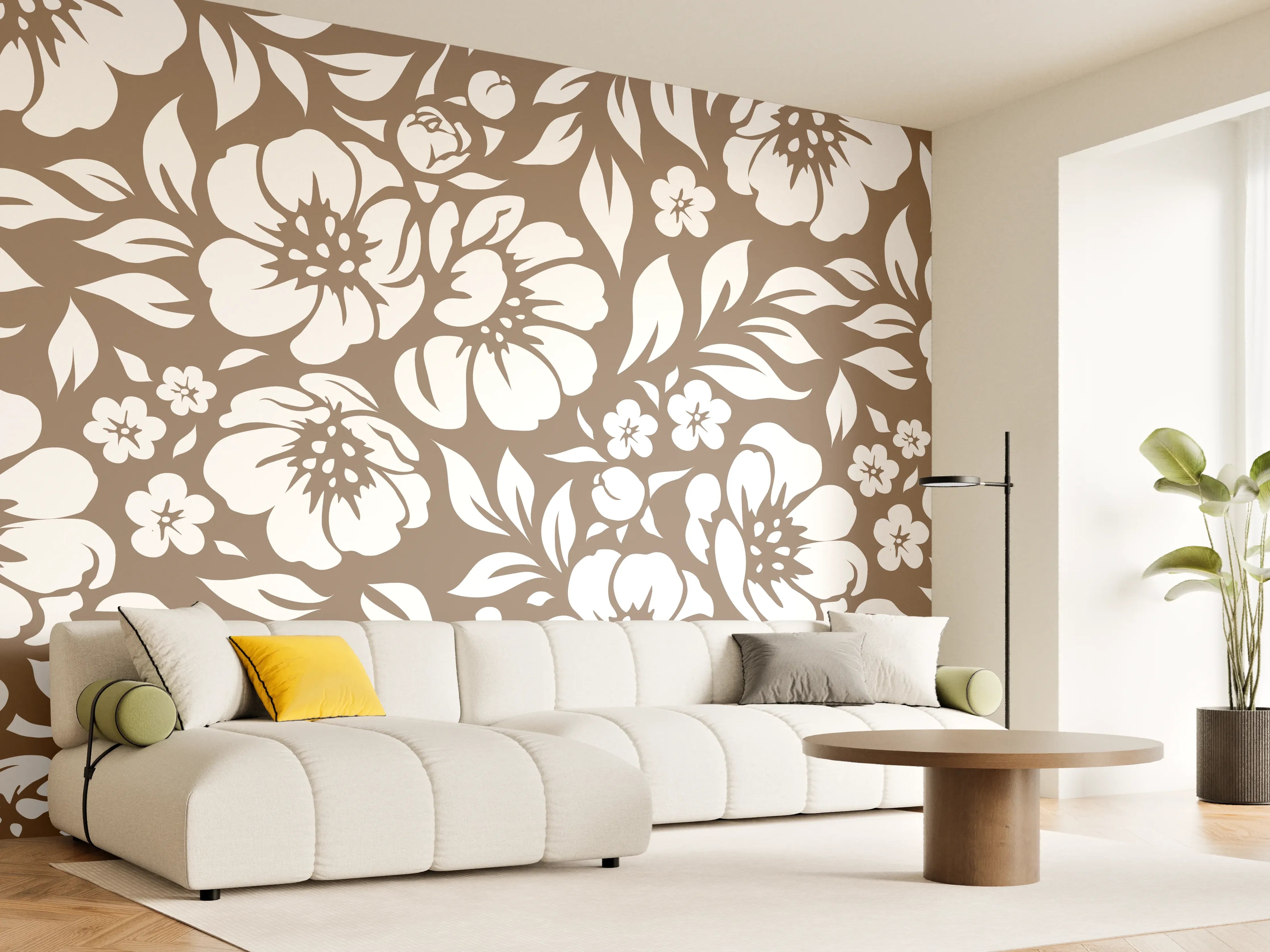 Wandverkleidung Wohnzimmer - Hochwertiges floral Muster – zeitlos schön