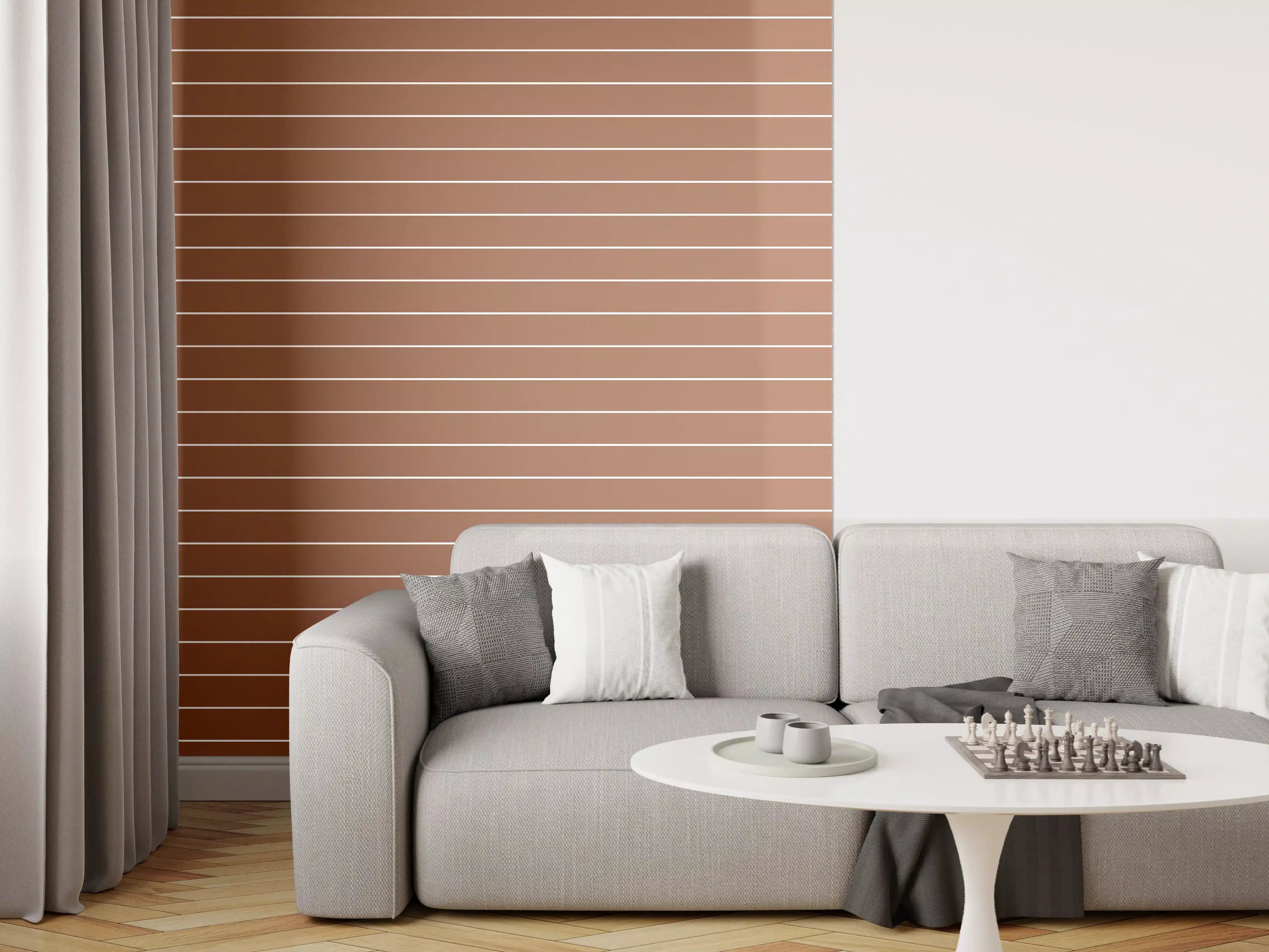 Wandverkleidung Wohnzimmer - Hölzerne Bahnen im Modernen Look
