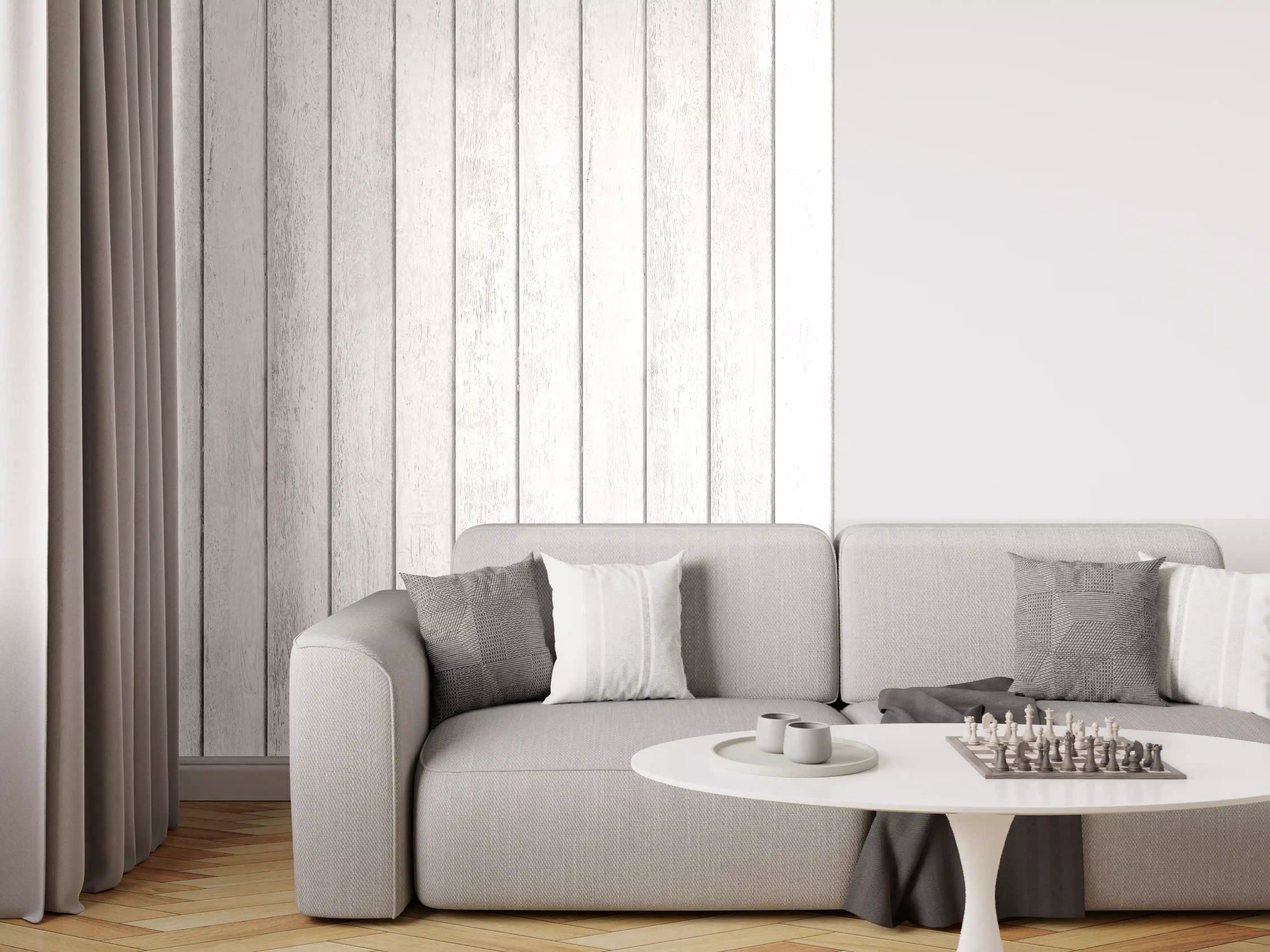 Wandverkleidung Wohnzimmer - Hölzerne Wand mit grauer Maserung