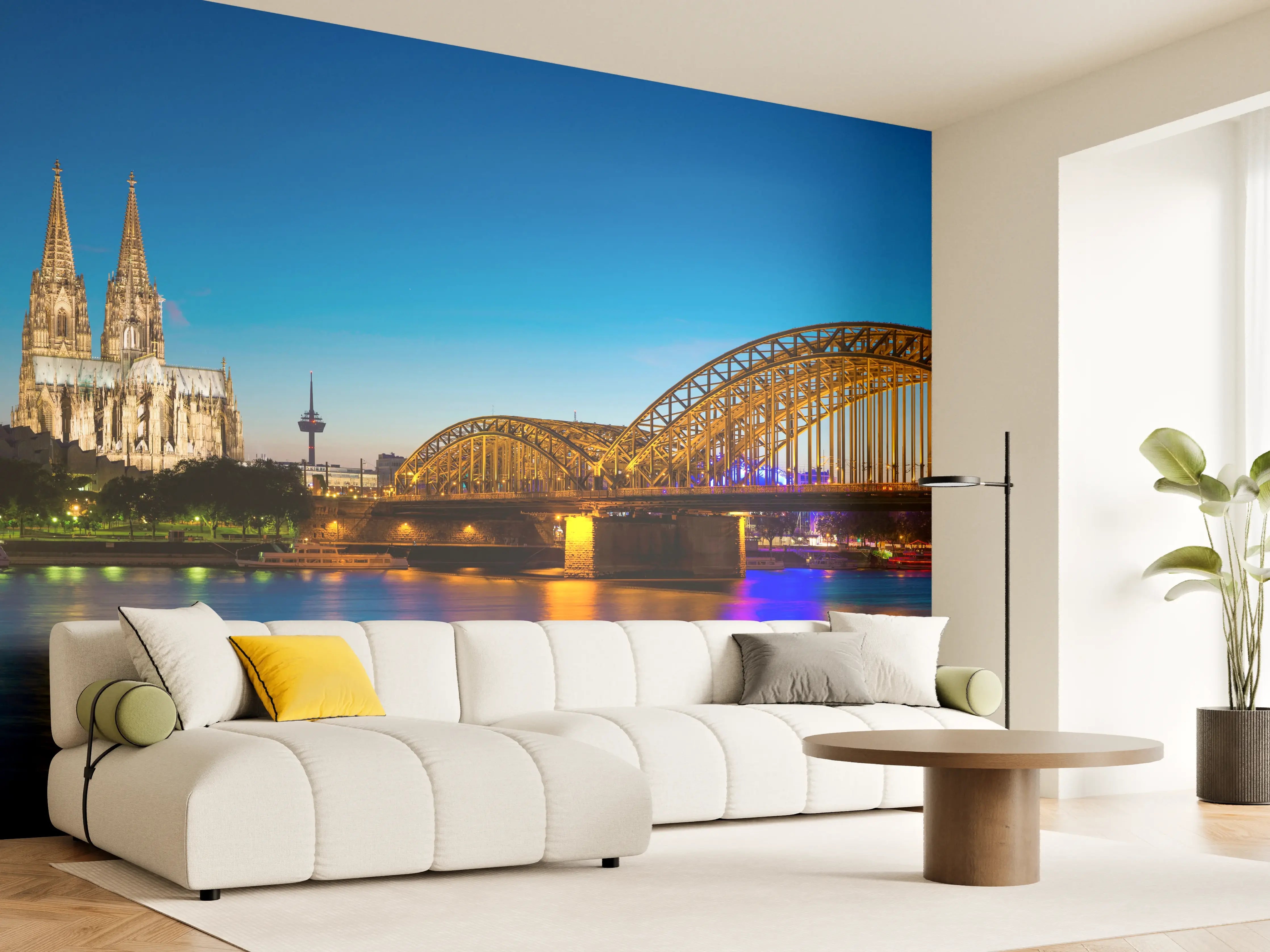 Wandverkleidung Wohnzimmer - Hohenzollern Brücke Köln in der Nacht