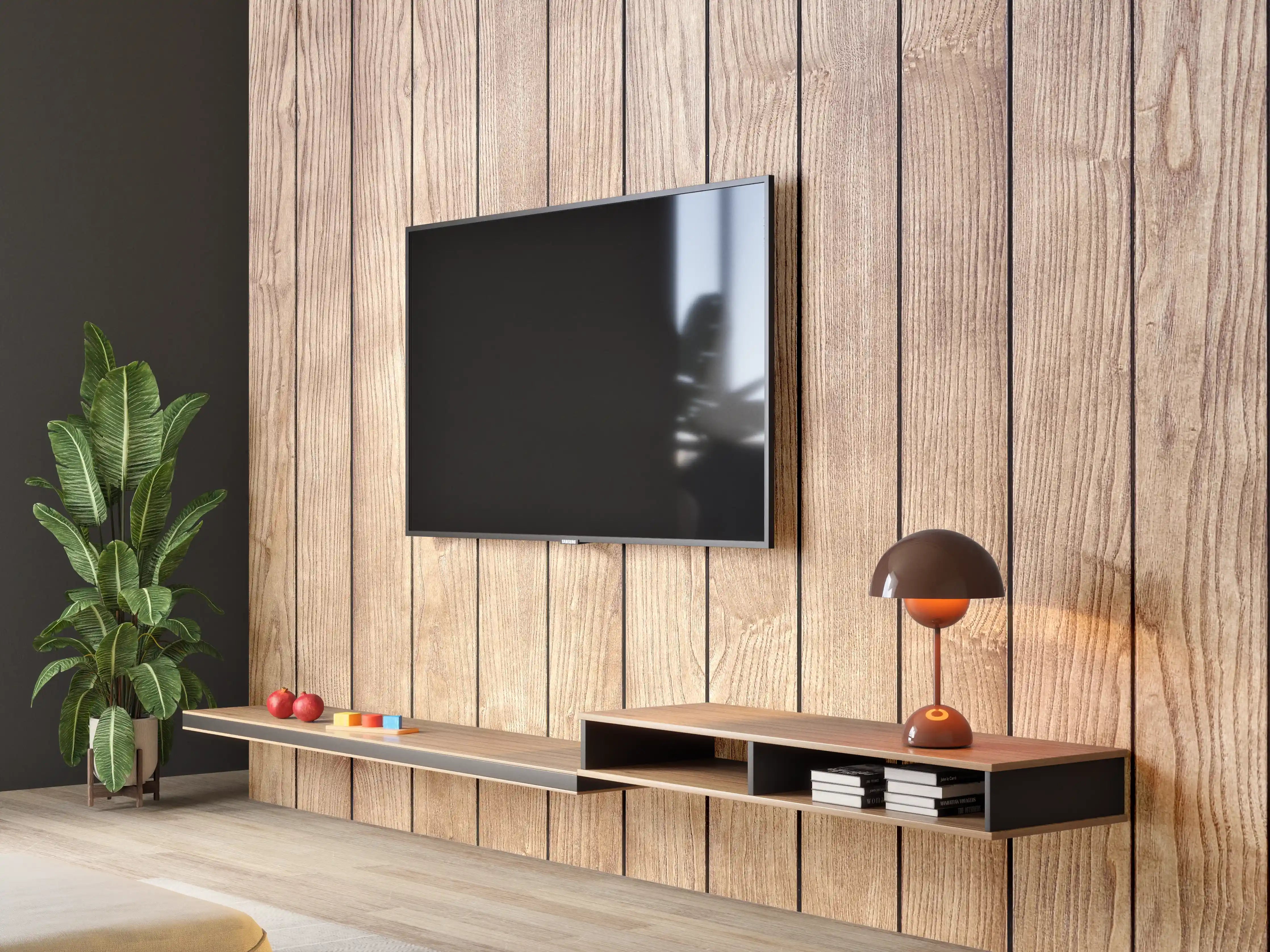 Wandverkleidung Wohnzimmer - Holzoptik Bodenbelag