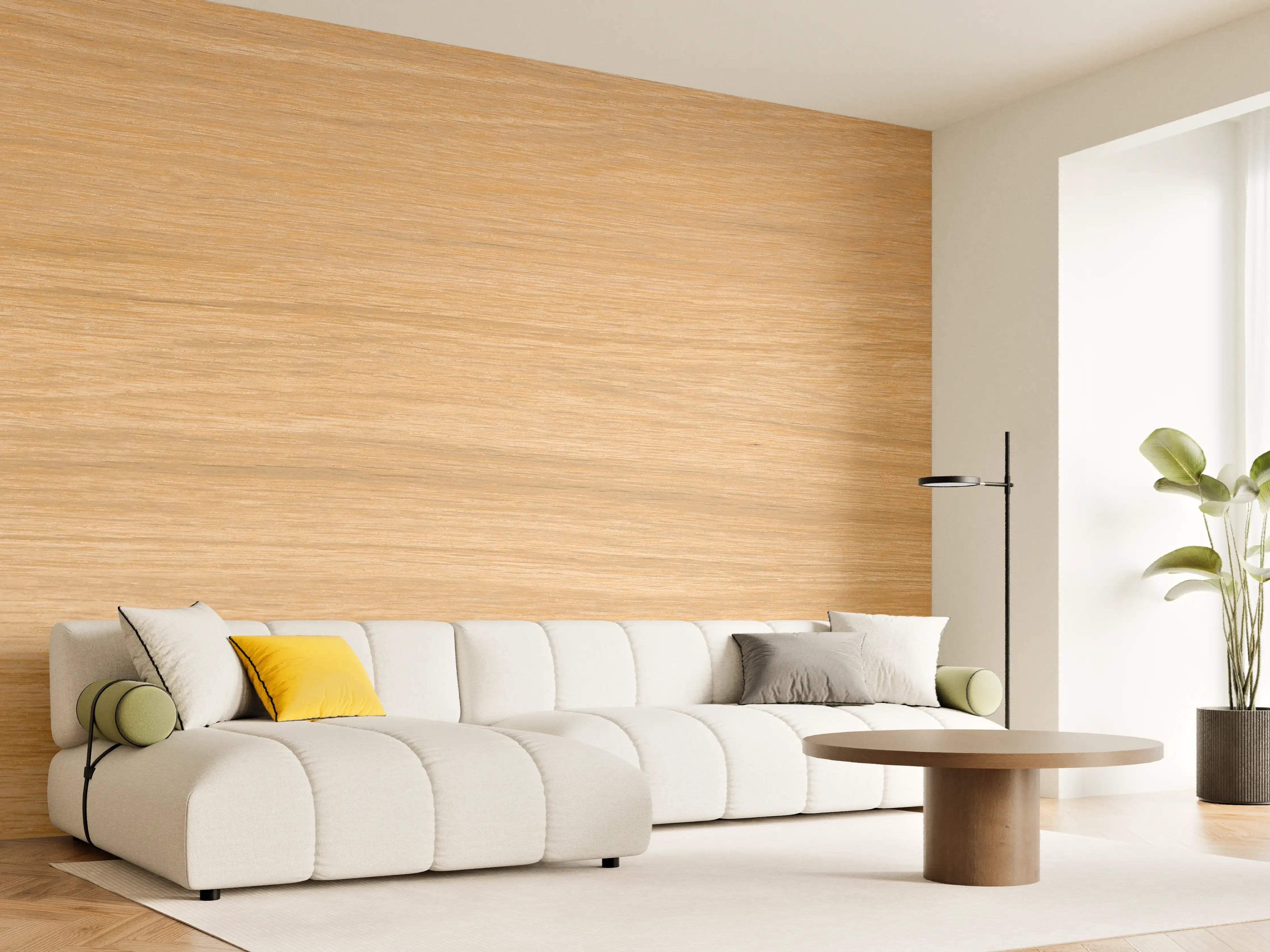 Wandverkleidung Wohnzimmer - Holzoptik Naturfarben