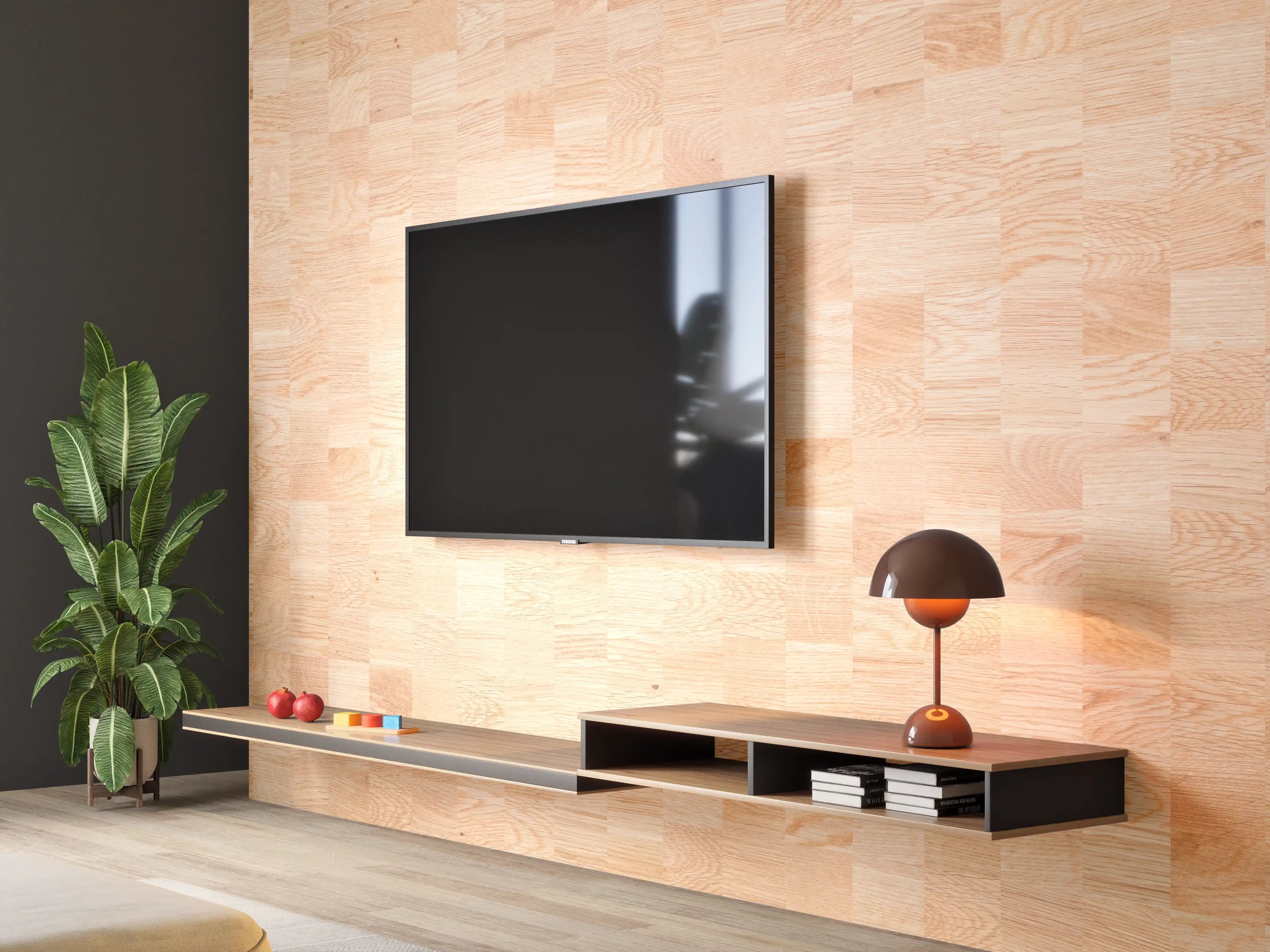 Wandverkleidung Wohnzimmer - Holztextur aus Eschenholz
