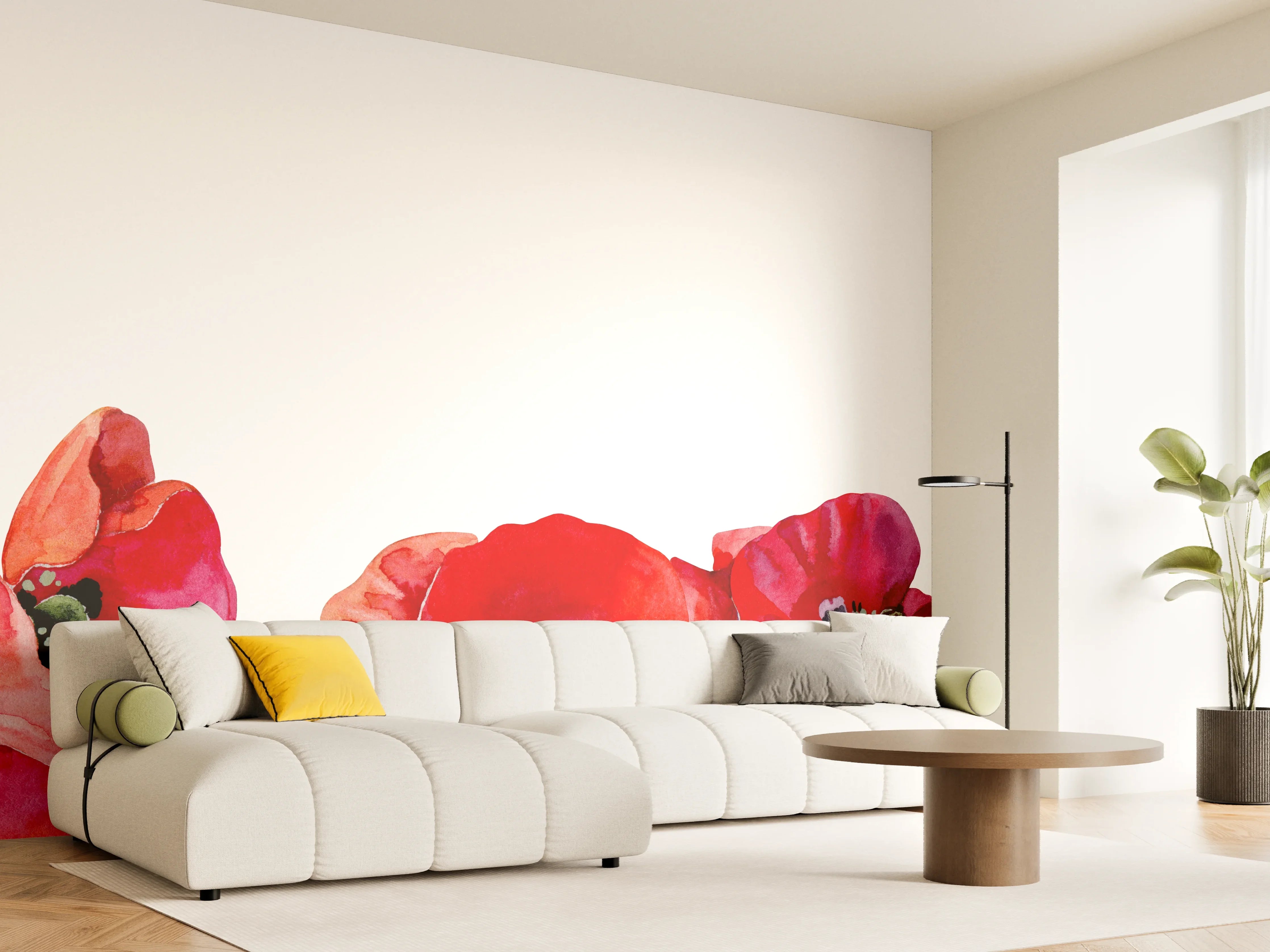 Wandverkleidung Wohnzimmer - Horizontale scharlachroten Mohnblumen