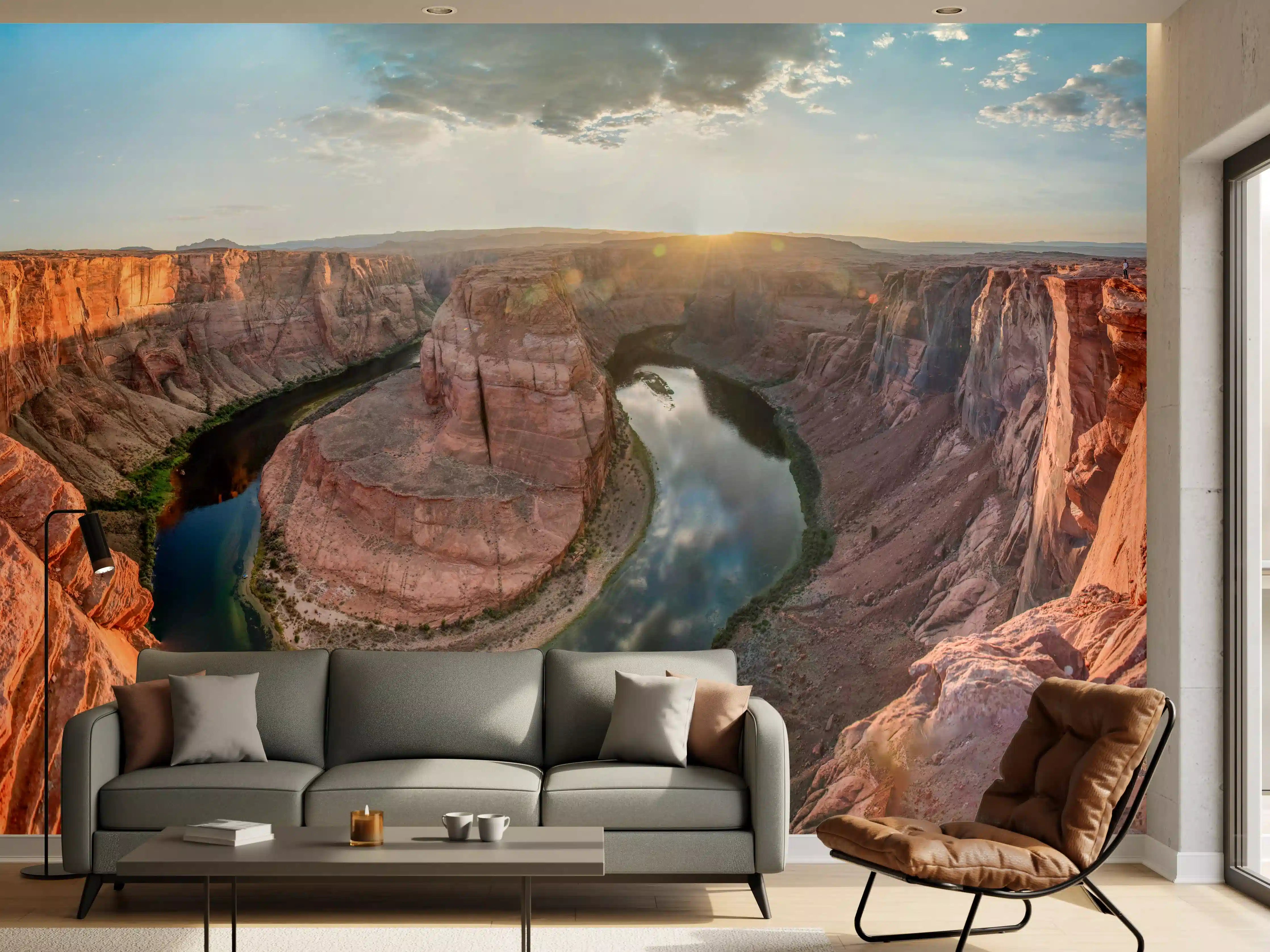 Wandverkleidung Wohnzimmer - Horseshoe Bend Sonnenuntergang