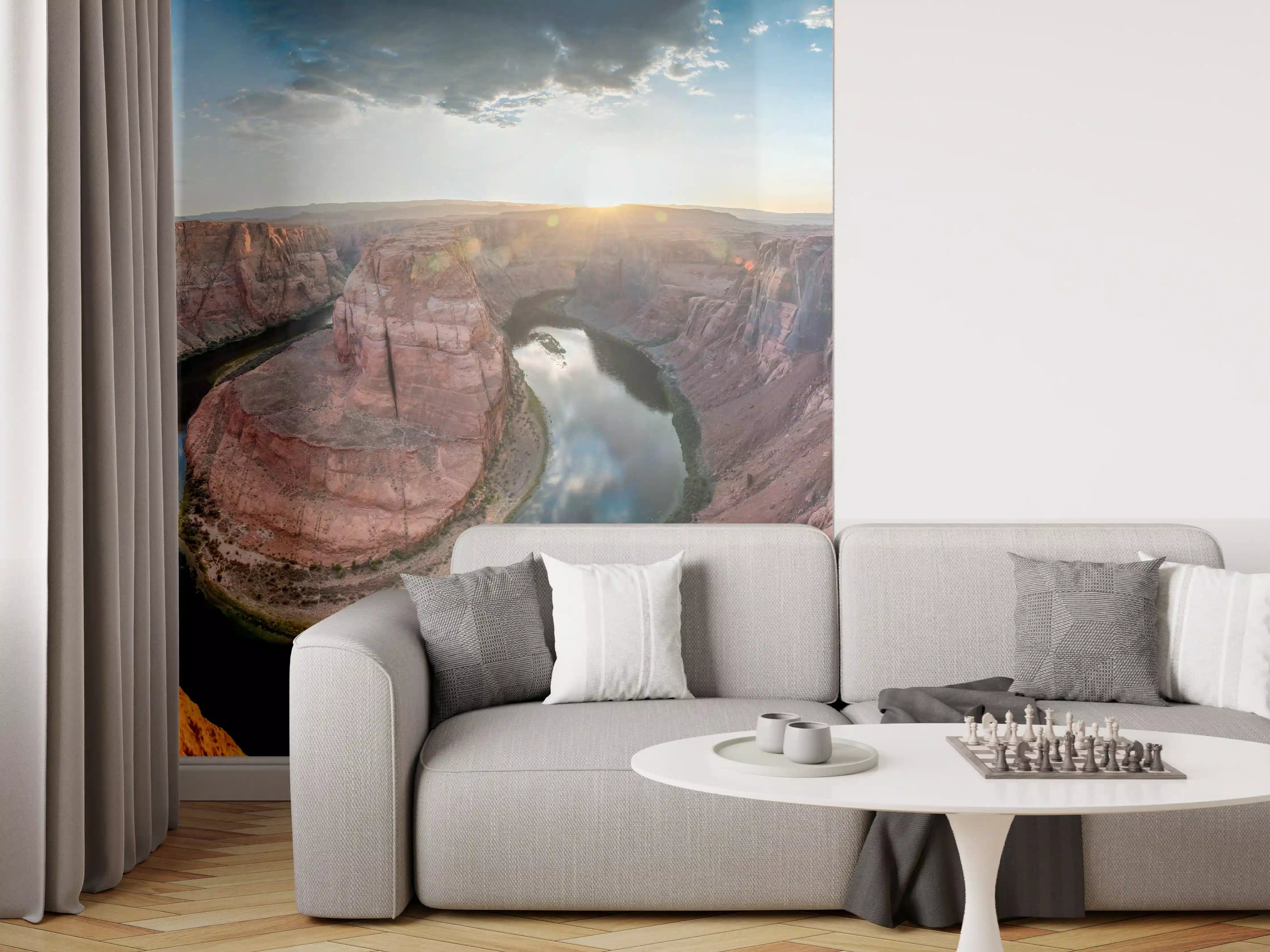 Wandverkleidung Wohnzimmer - Horseshoe Bend Sonnenuntergang