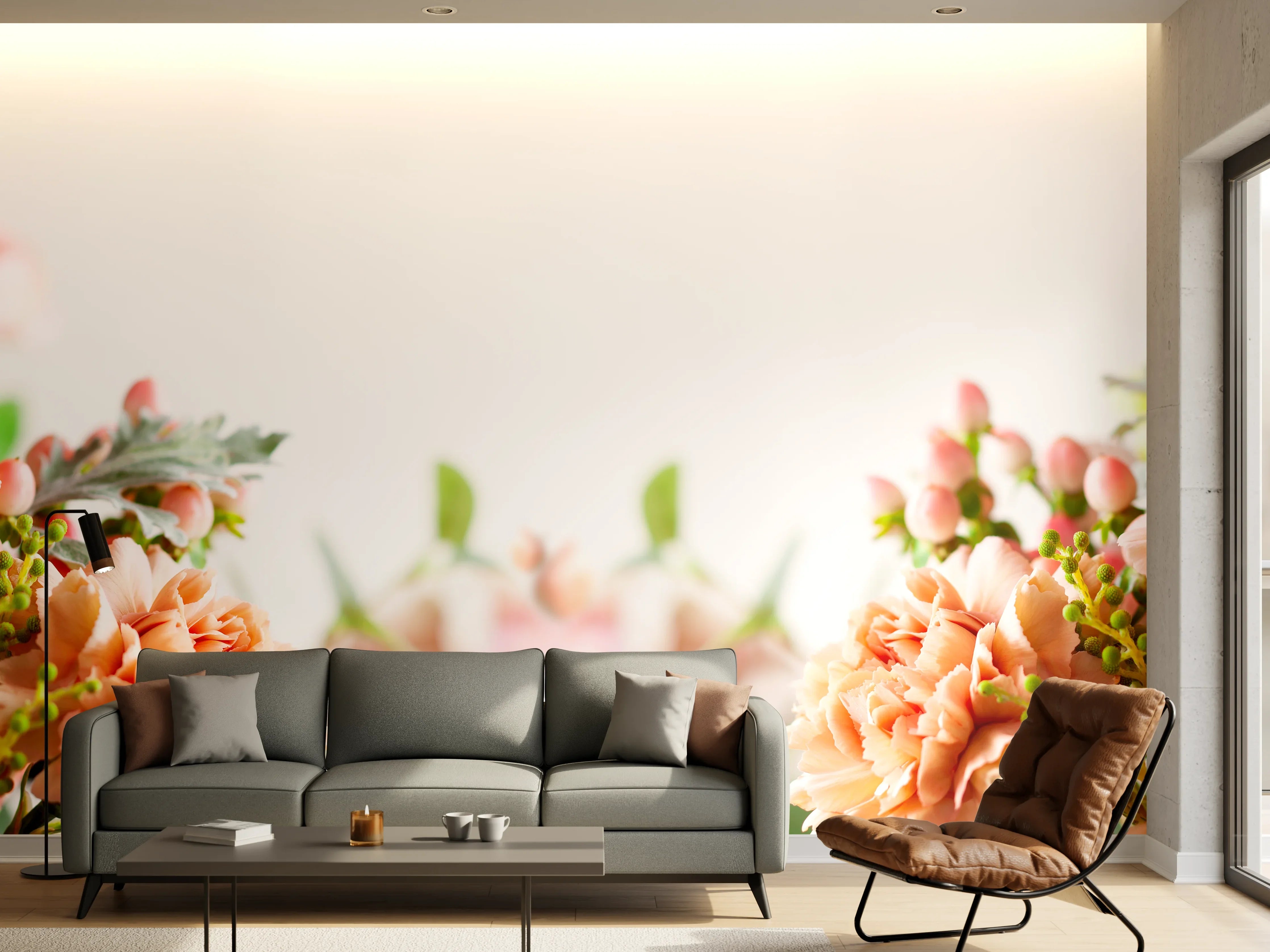 Wandverkleidung Wohnzimmer - Hübsche Blumenarrangement