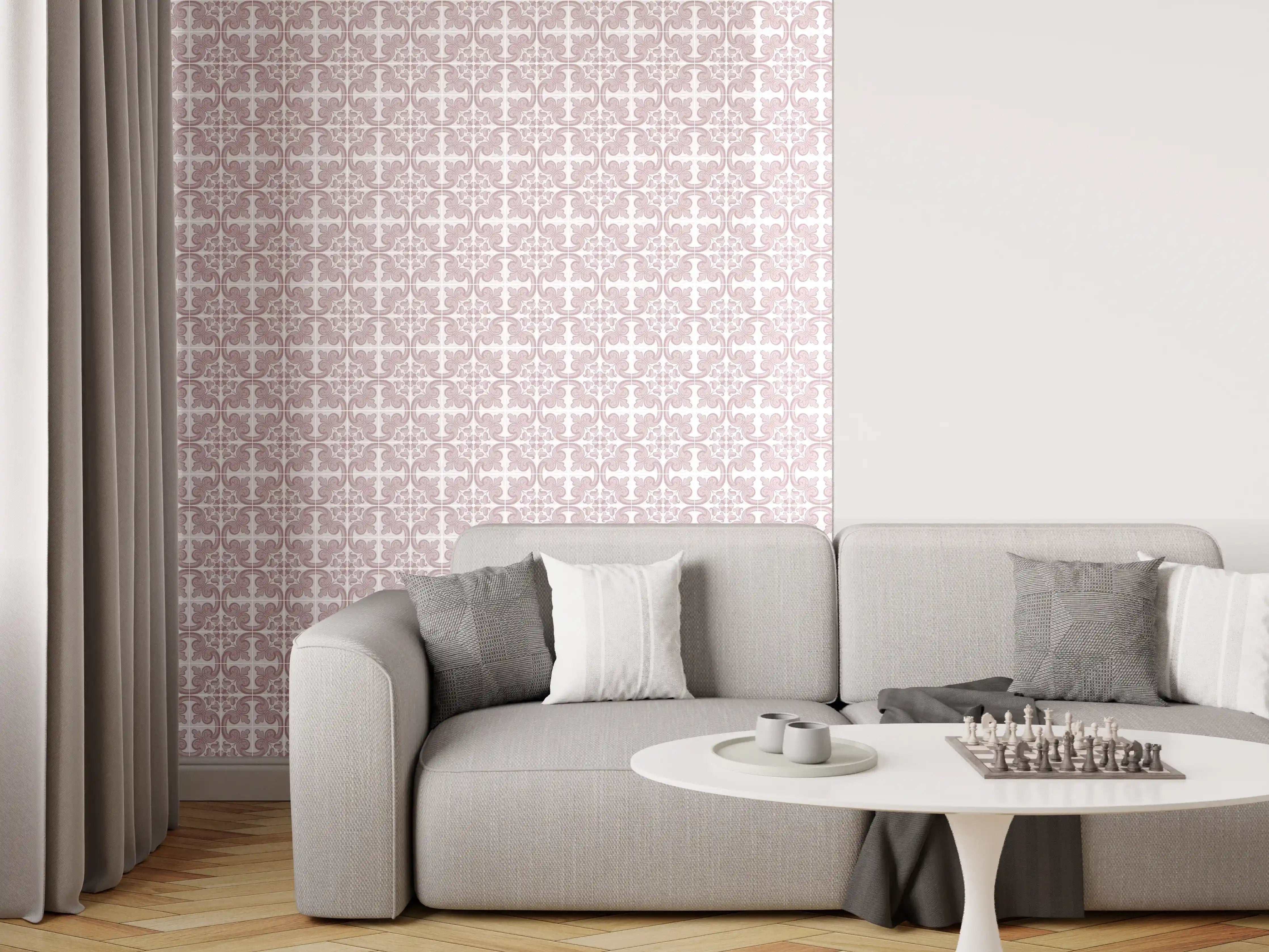 Wandverkleidung Wohnzimmer - Hübsches Muster in Pastellfarben
