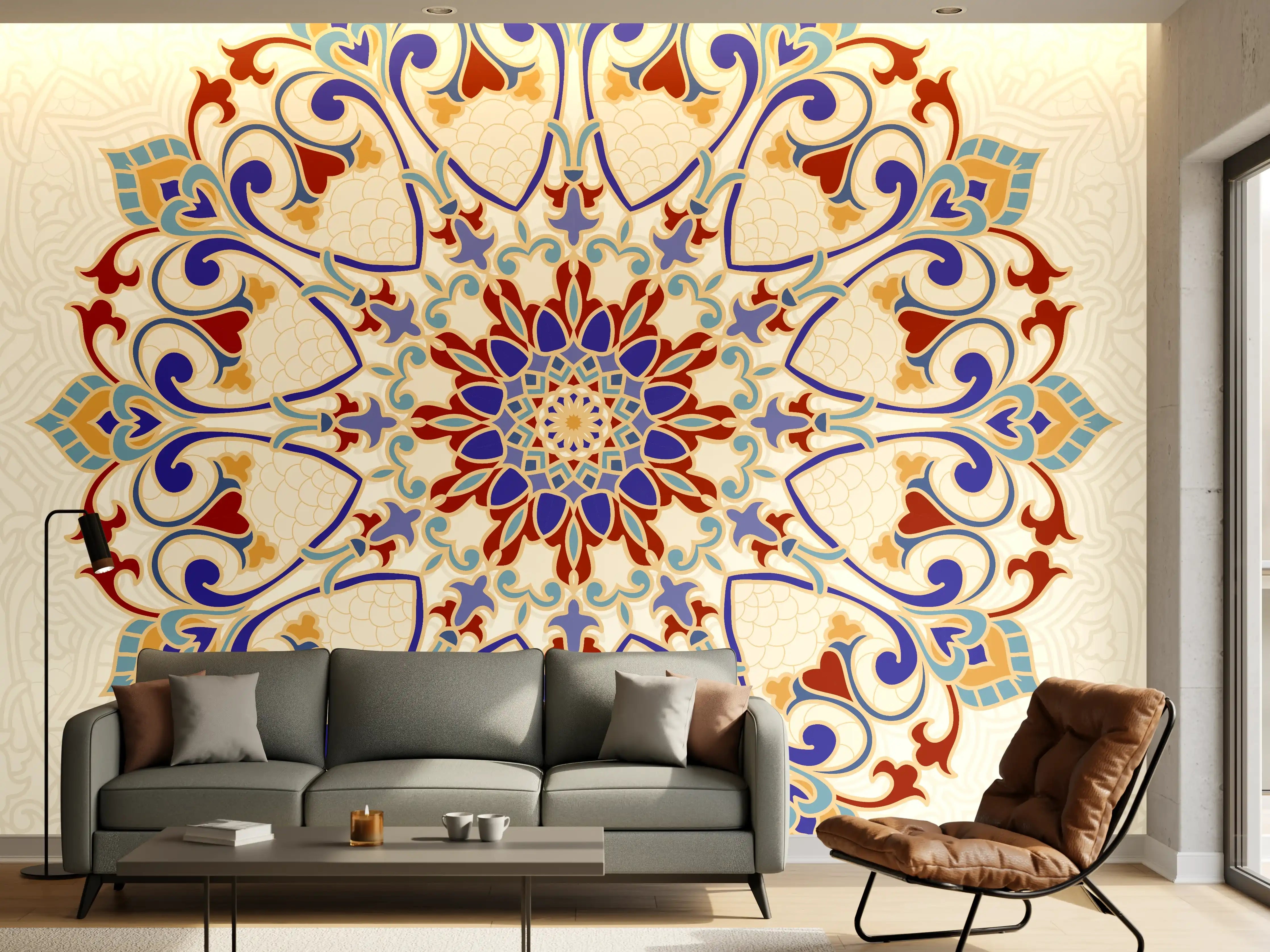 Wandverkleidung Wohnzimmer - Hübsches, detailliertes Mandala-Design