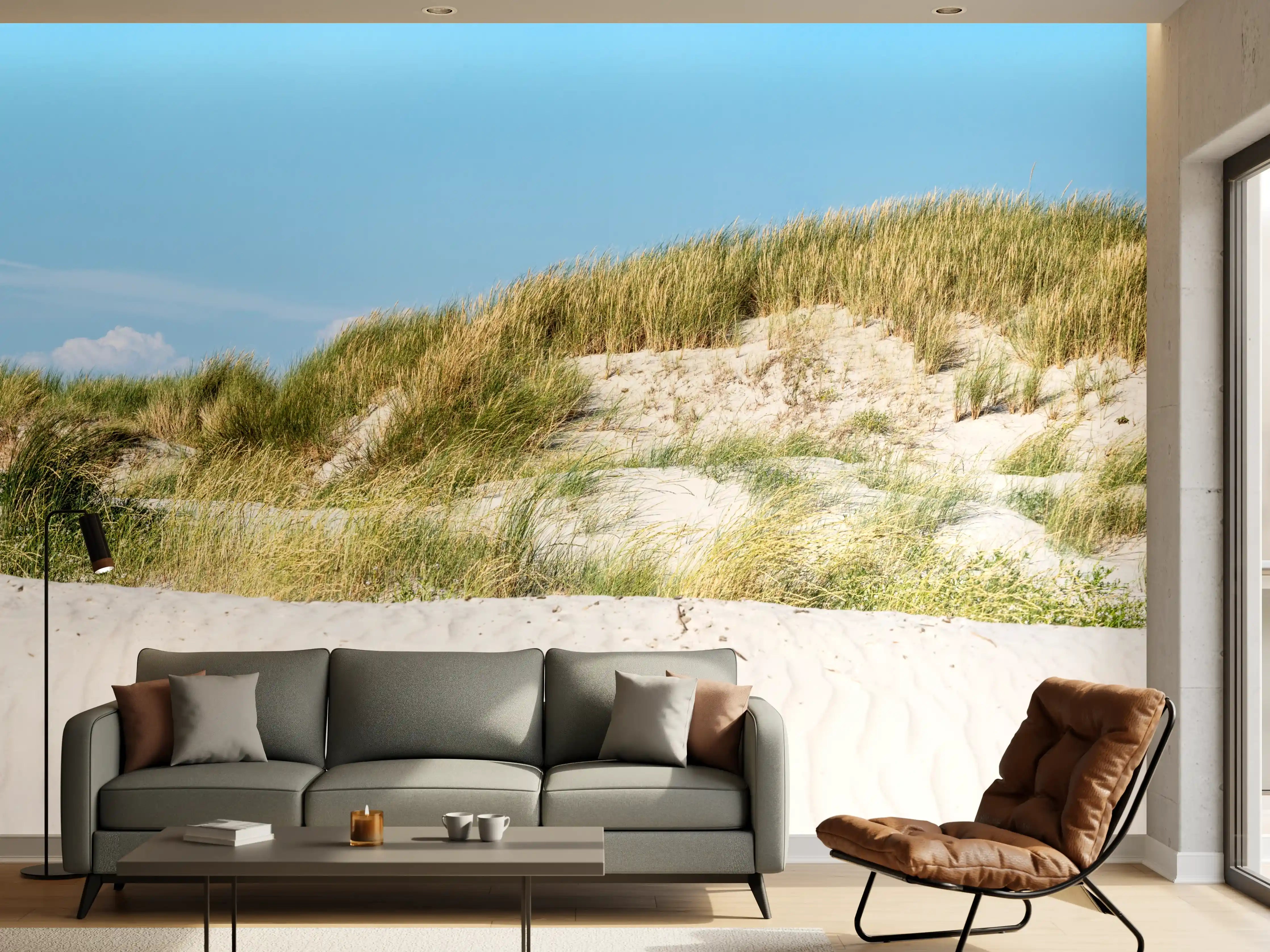 Wandverkleidung Wohnzimmer - Idyllische Dünenlandschaft im Sonnenschein