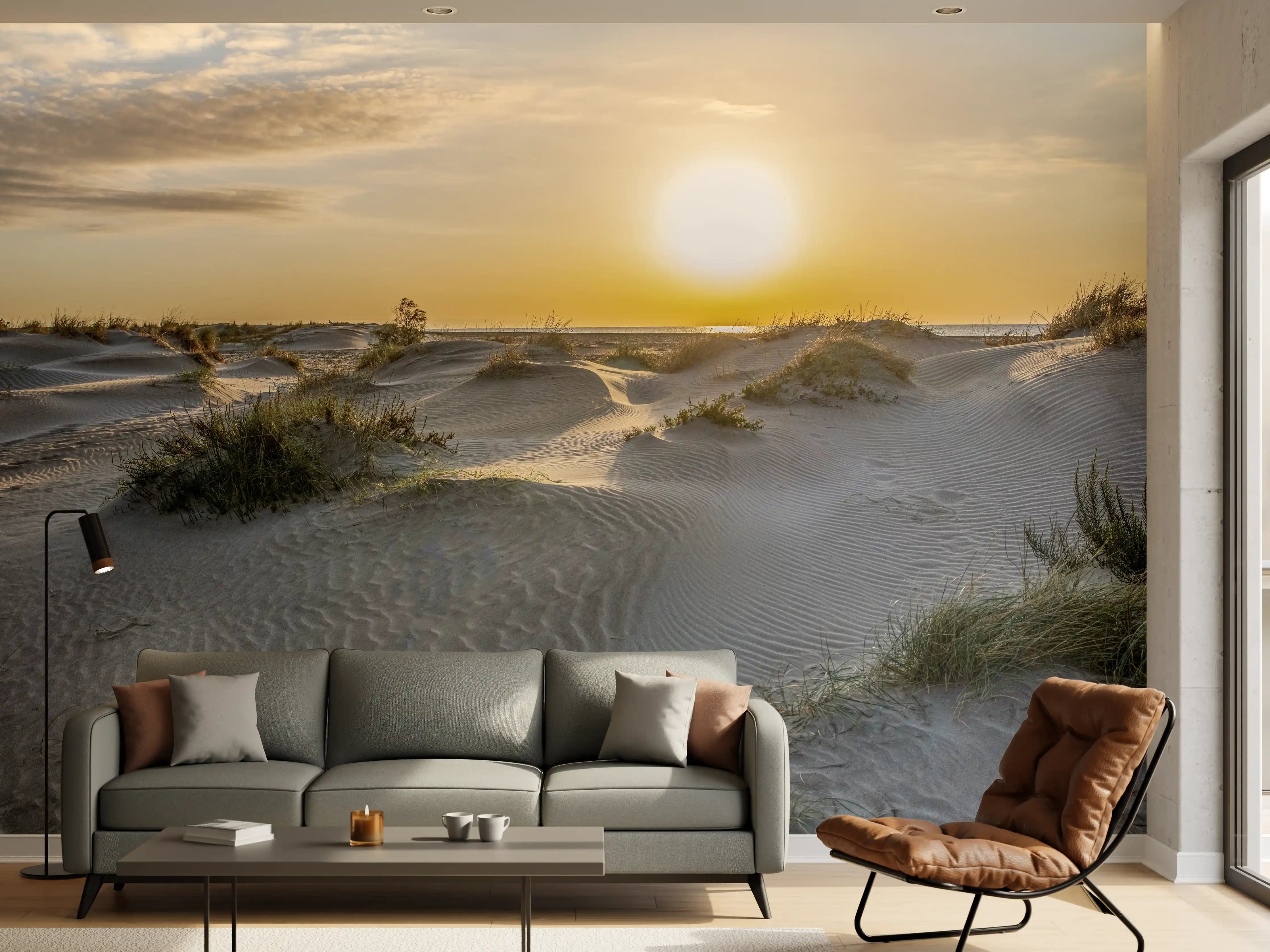 Wandverkleidung Wohnzimmer - Idyllische Küstenlandschaft bei Sonnenuntergang