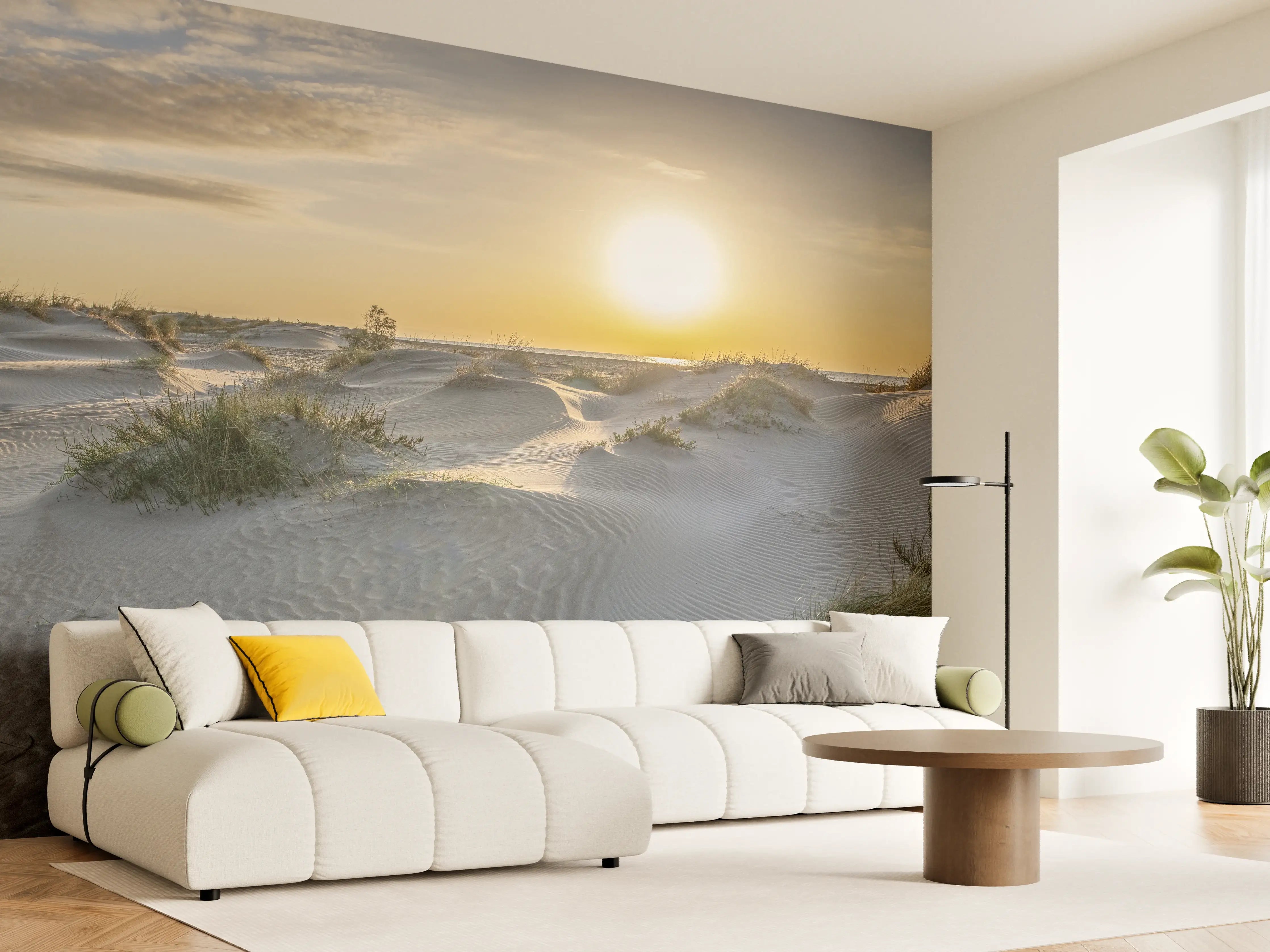 Wandverkleidung Wohnzimmer - Idyllische Küstenlandschaft bei Sonnenuntergang