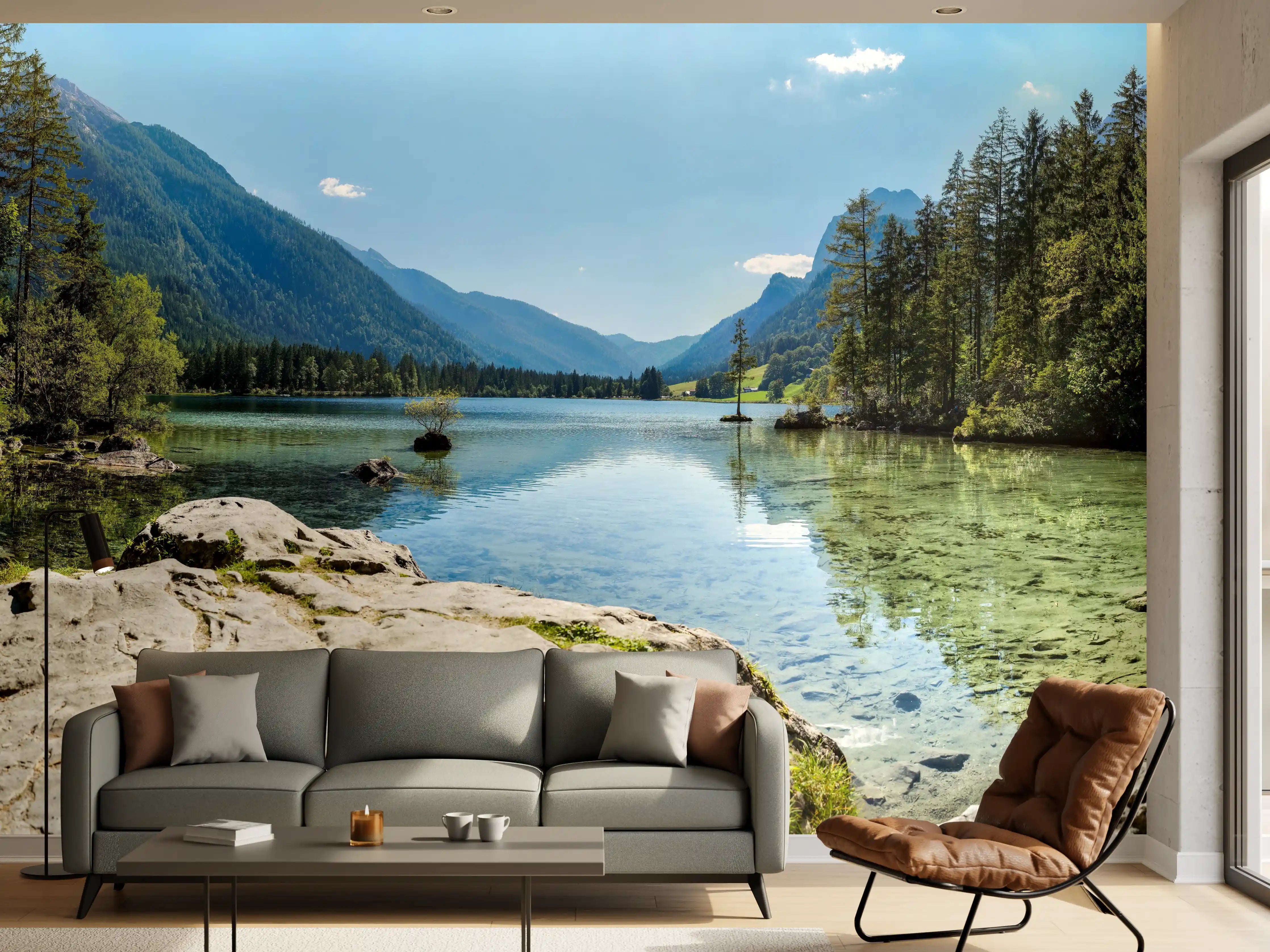 Wandverkleidung Wohnzimmer - Idyllischer Königssee