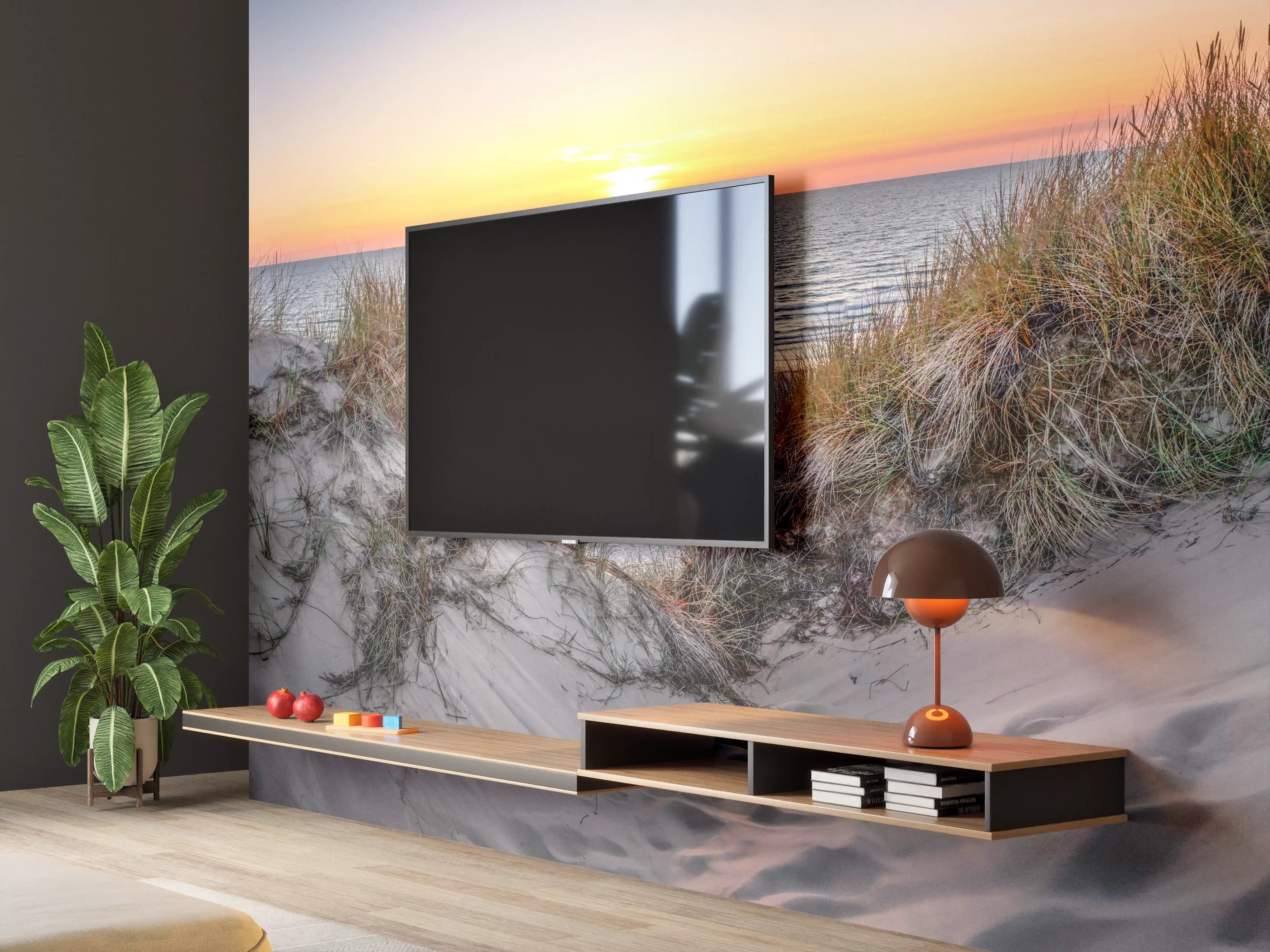 Wandverkleidung Wohnzimmer - Idyllischer Sonnenuntergang am Strand
