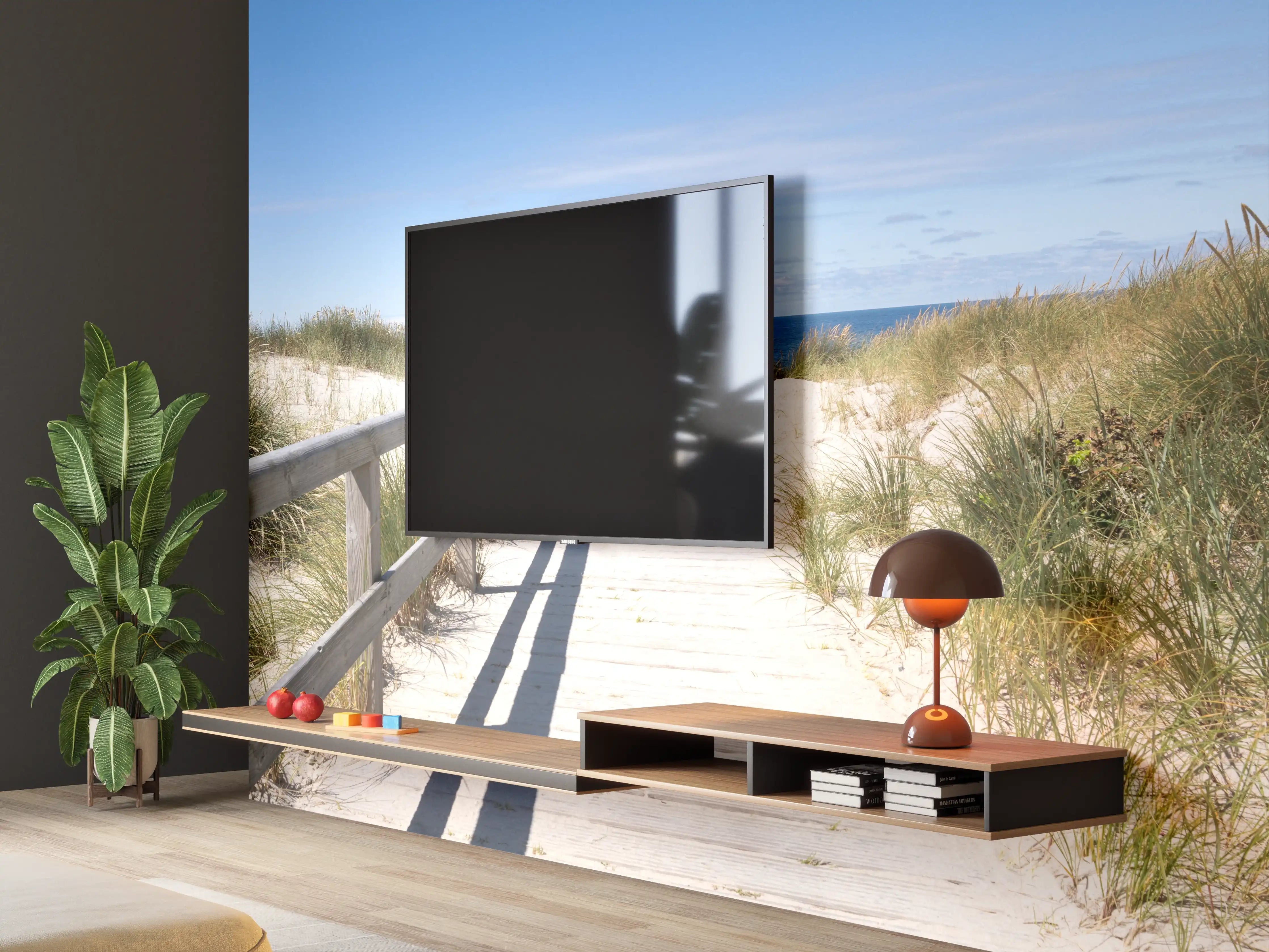 Wandverkleidung Wohnzimmer - Idyllischer Strandweg mit Dünen