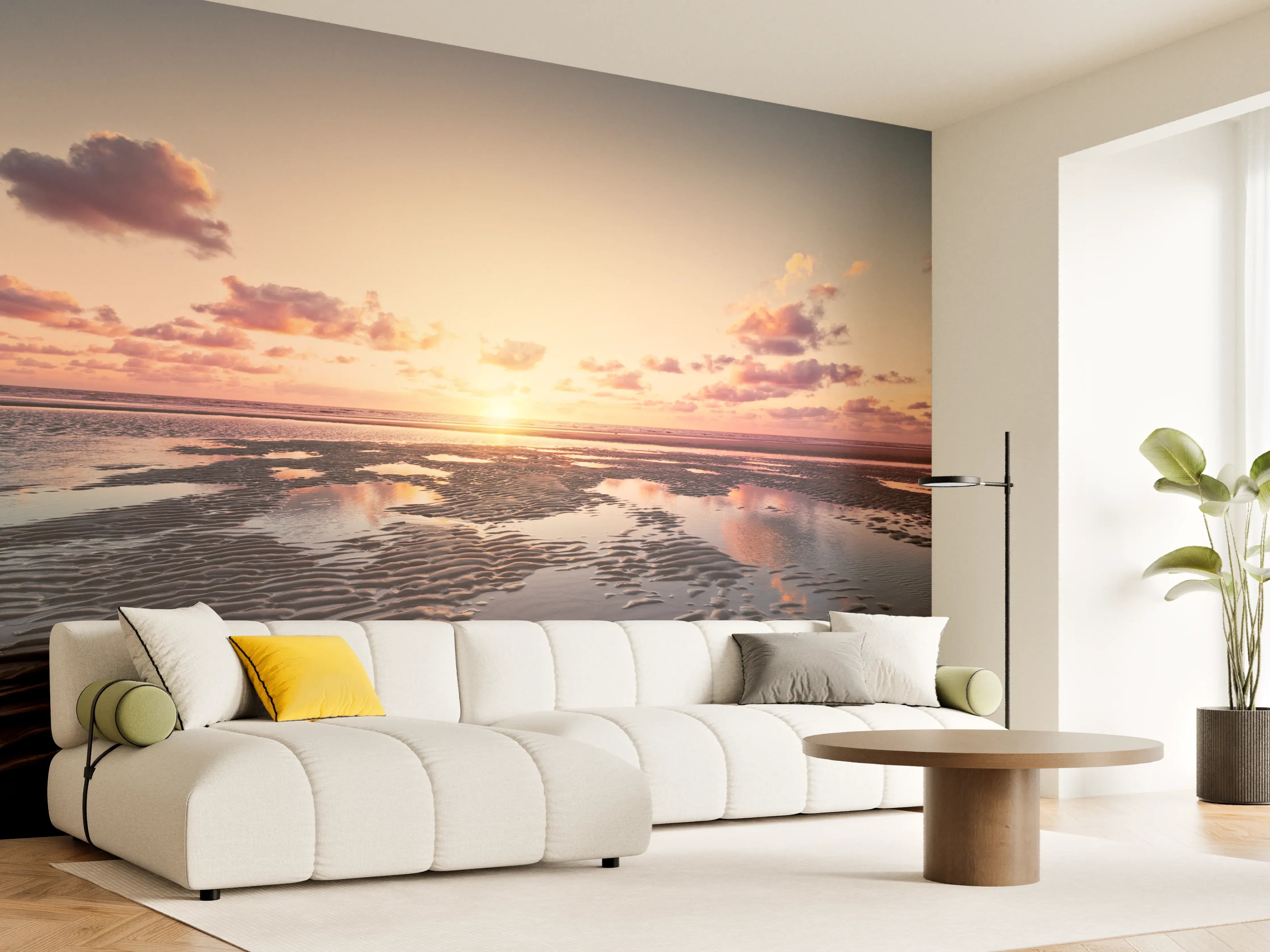 Wandverkleidung Wohnzimmer - Impressionen am Strand bei Sonnenuntergang