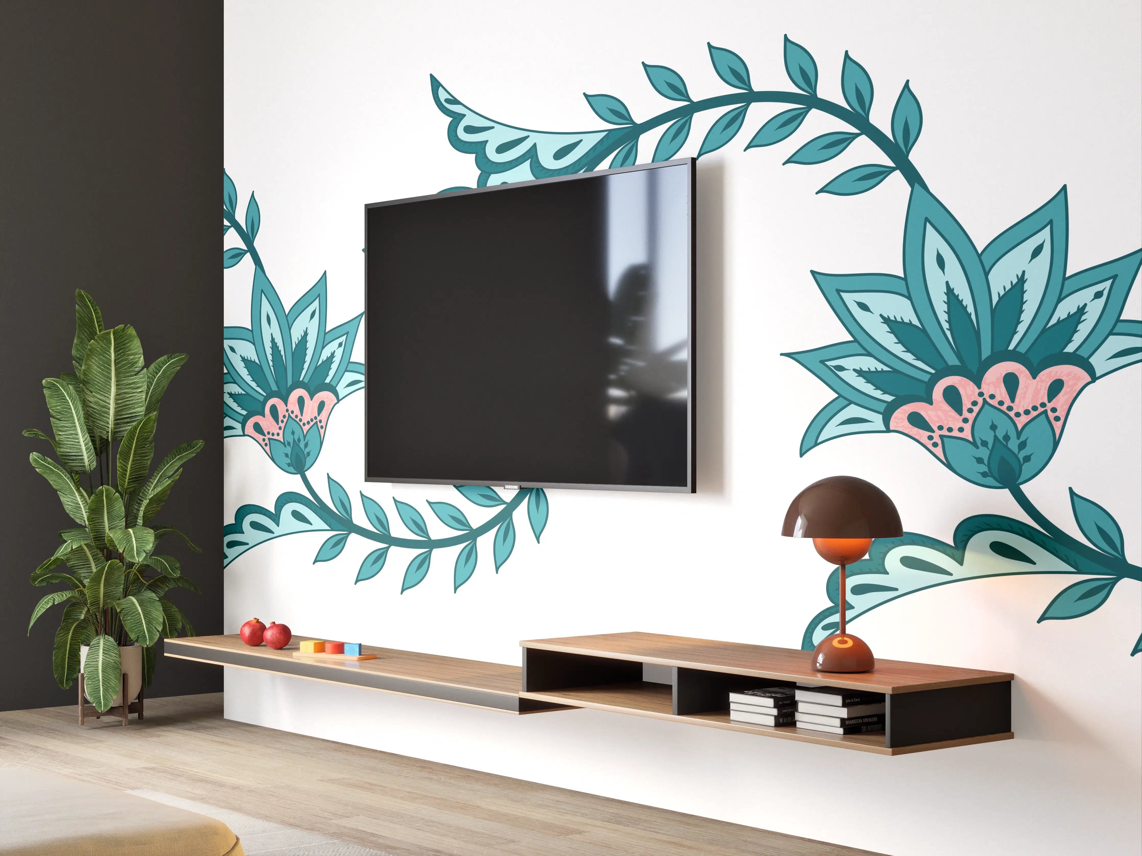 Wandverkleidung Wohnzimmer - Indisches Paisley Batik Muster