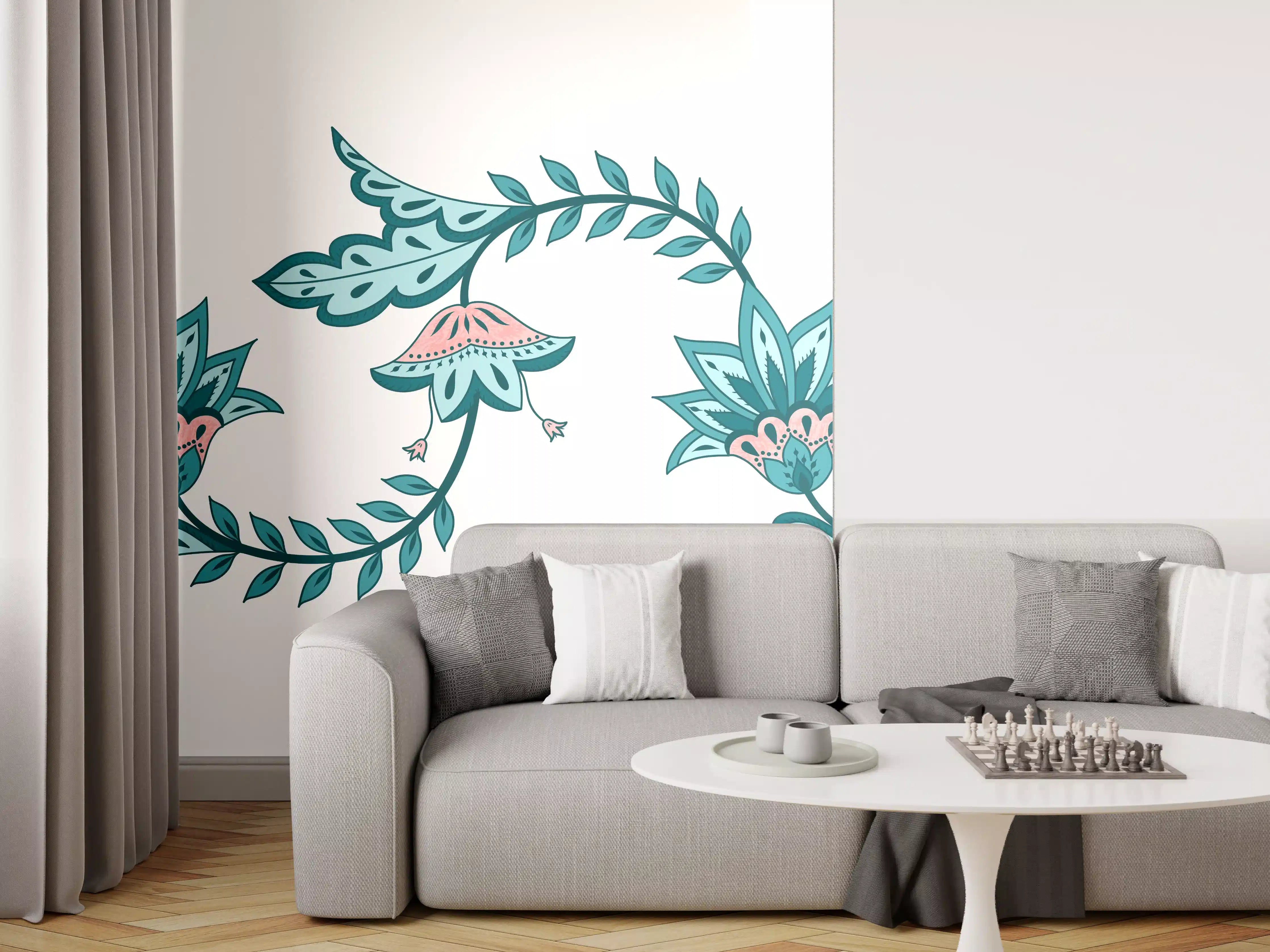 Wandverkleidung Wohnzimmer - Indisches Paisley Batik Muster