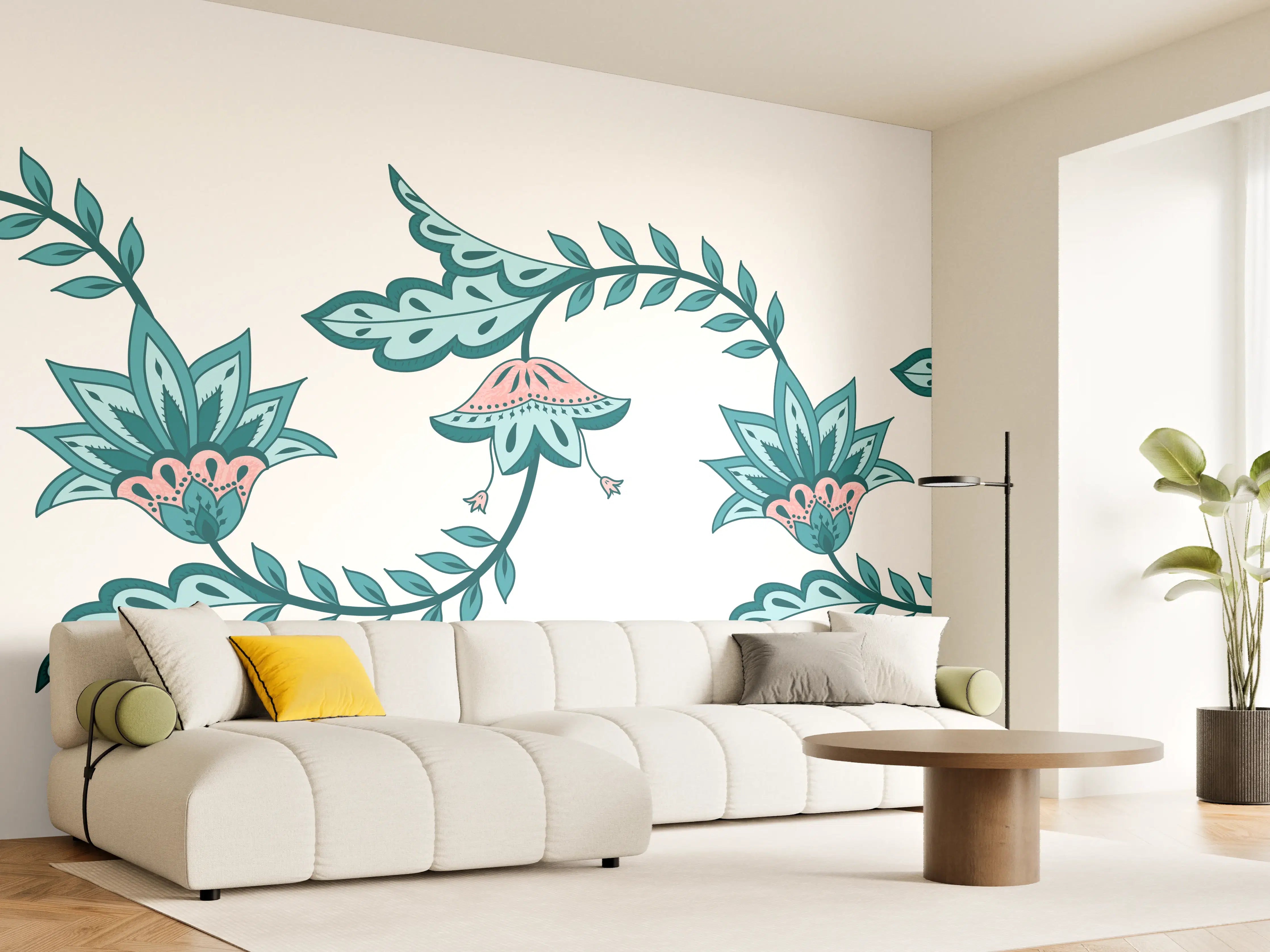 Wandverkleidung Wohnzimmer - Indisches Paisley Batik Muster